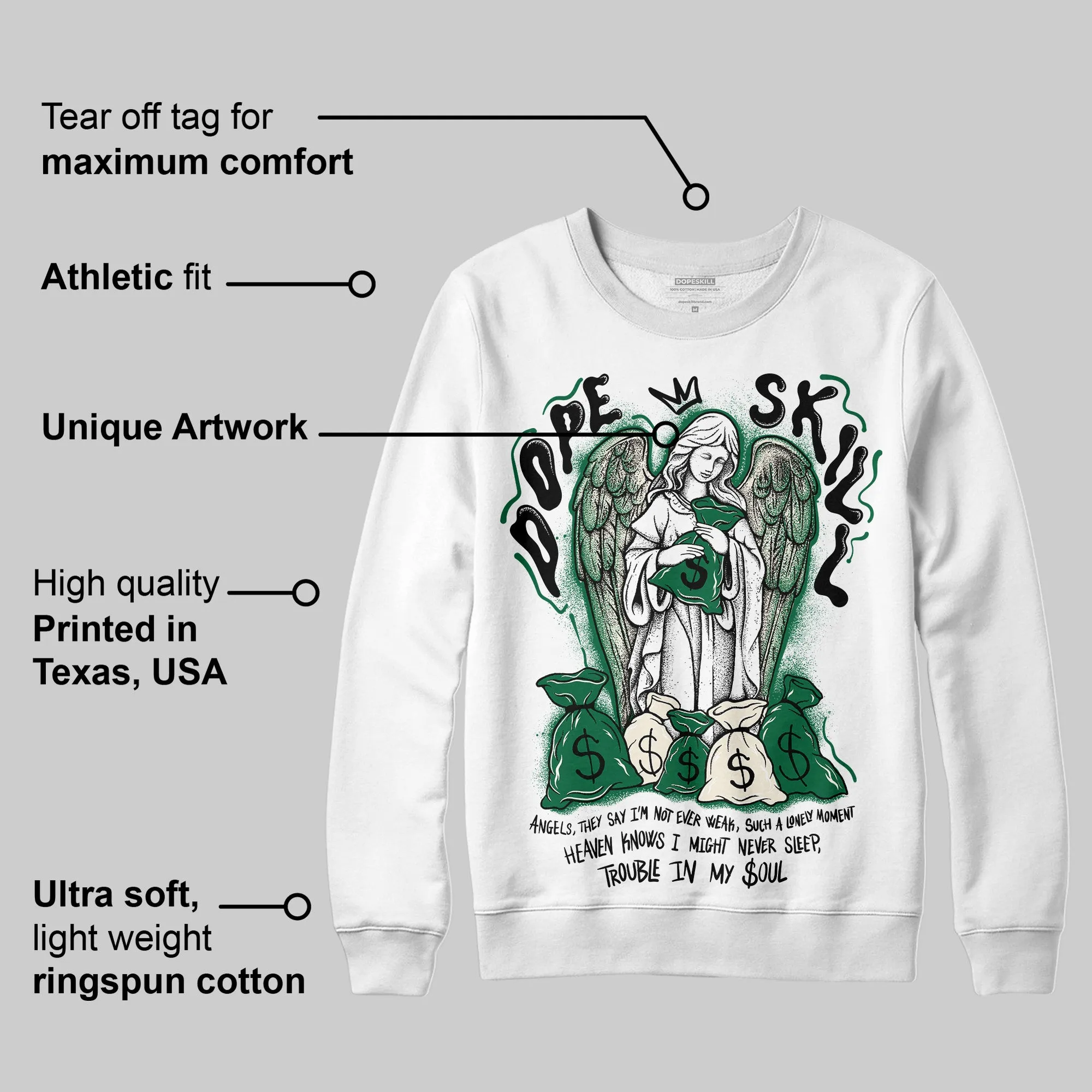 Pine Green 13s DopeSkill Sweatshirt Angels Graphic sold by DopeSkill product image thumbnail 3