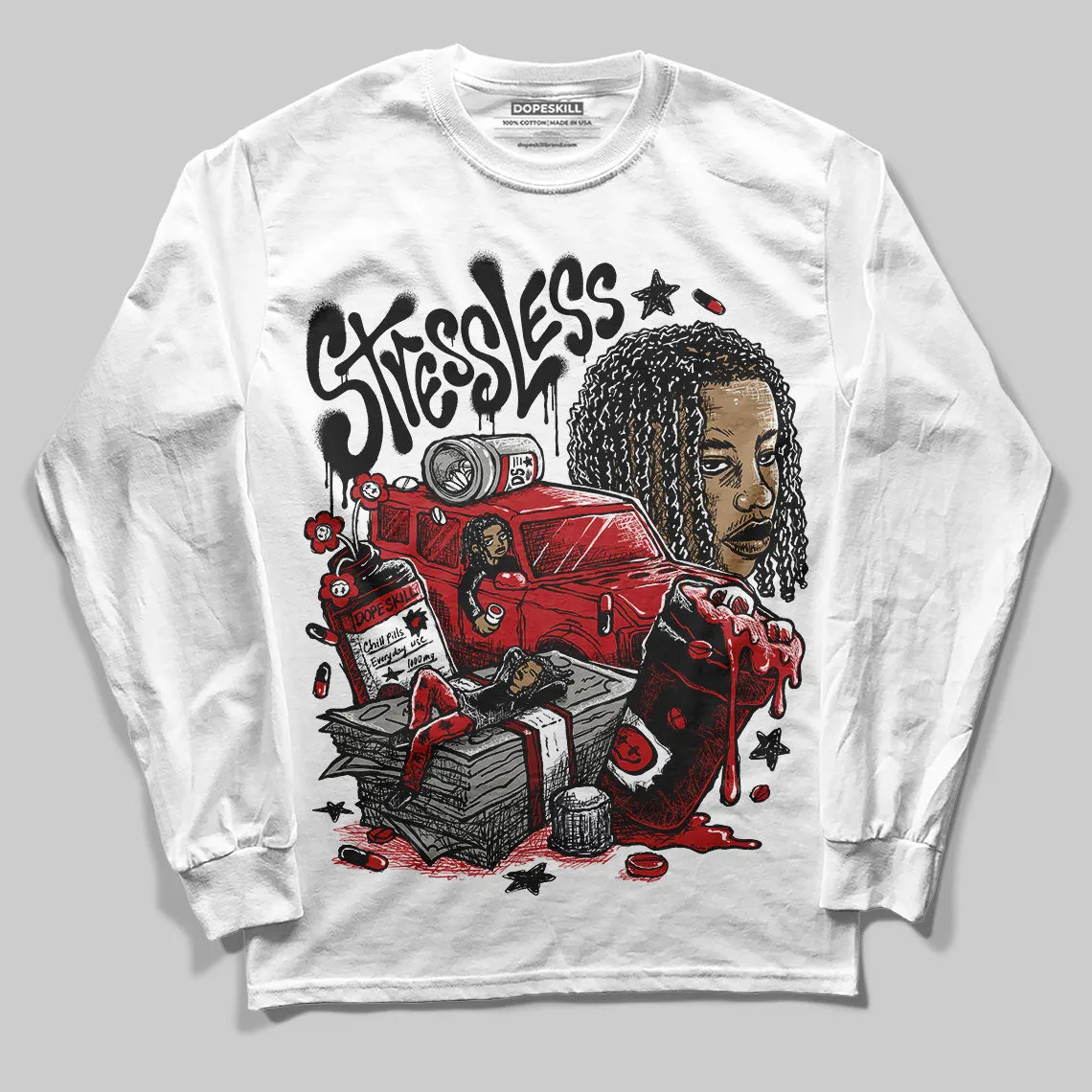 Flu Game 12s DopeSkill Long Sleeve T-Shirt Stressless Graphic sold by DopeSkill product image thumbnail 2