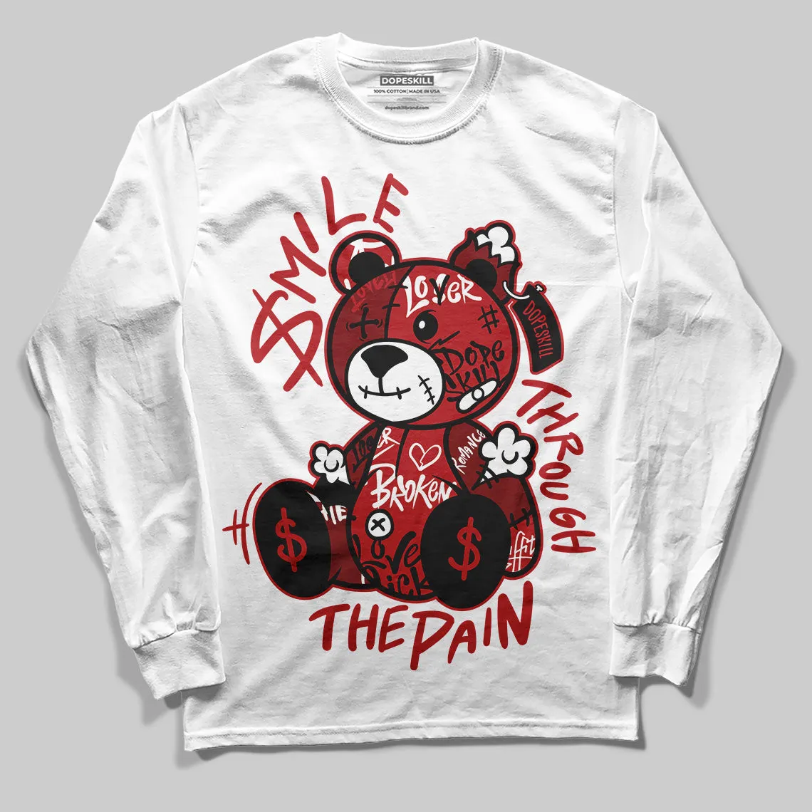 Flu Game 12s DopeSkill Long Sleeve T-Shirt Smile Through The Pain Graphic sold by DopeSkill product image thumbnail 2