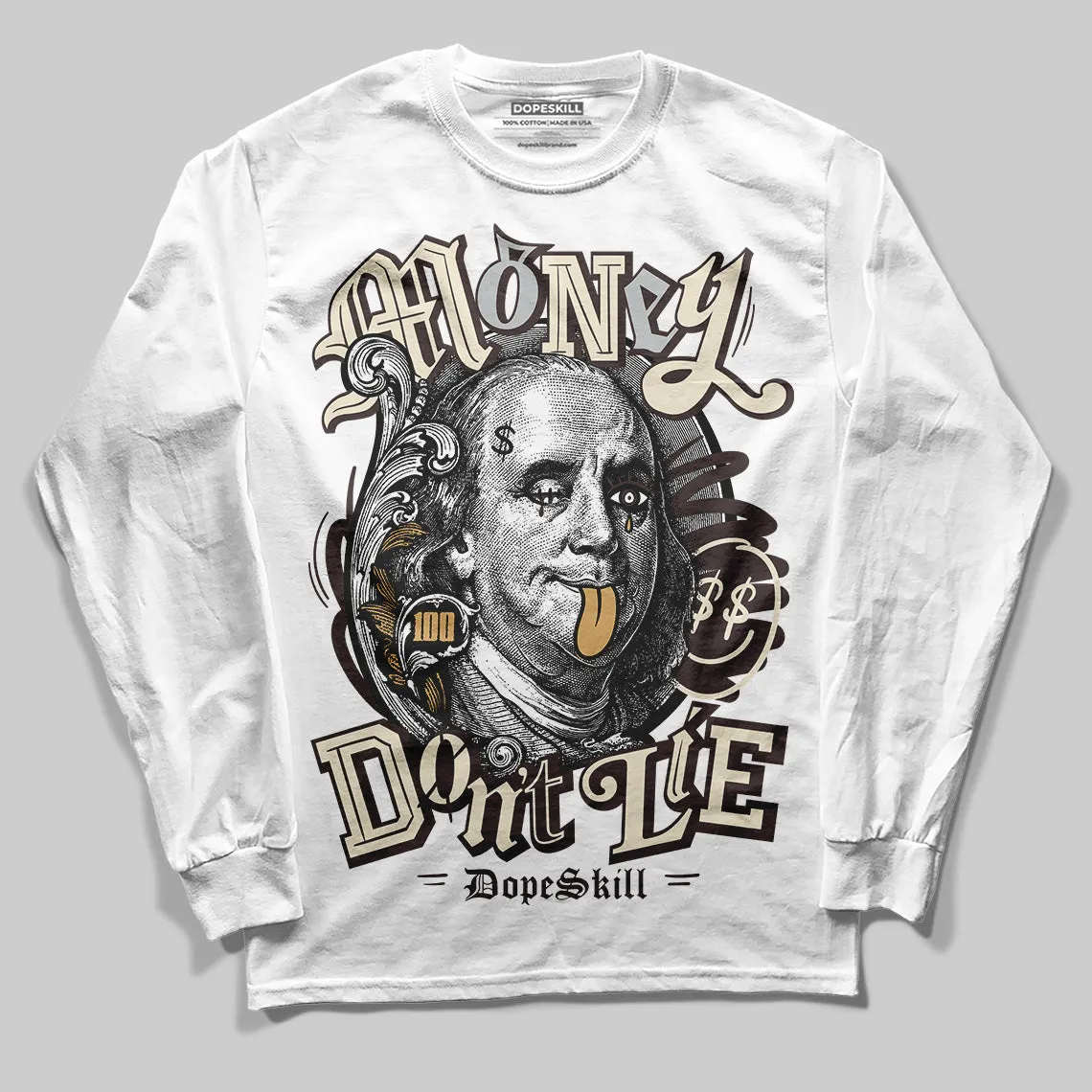 Runner 2.0 Sneakers Brown Fabric DopeSkill Long Sleeve T-Shirt Money Don't Lie Graphic sold by DopeSkill