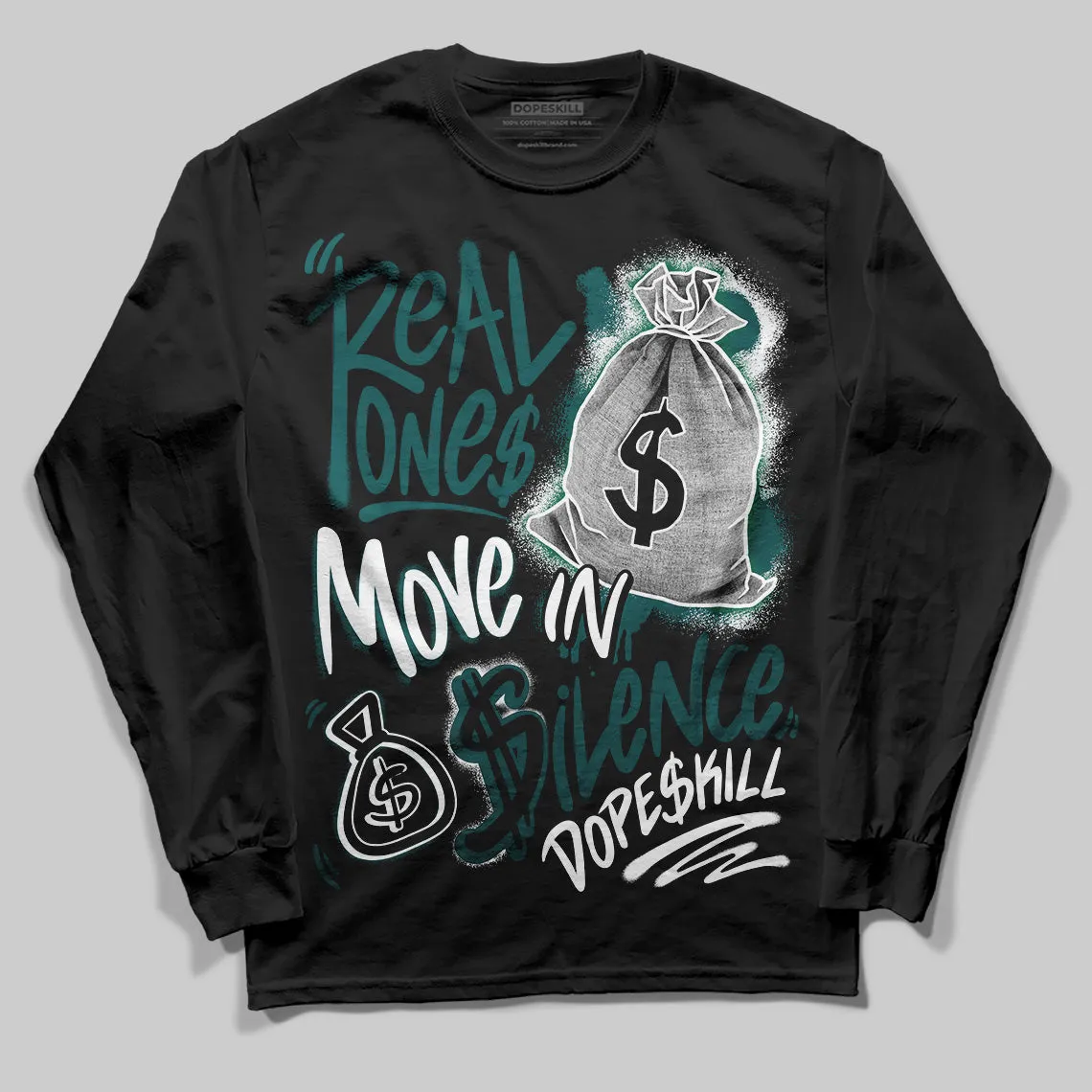Gel 1130 White Dark Neptune DopeSkill Long Sleeve T-Shirt Real Ones Move In Silence Graphic sold by DopeSkill product image thumbnail 2