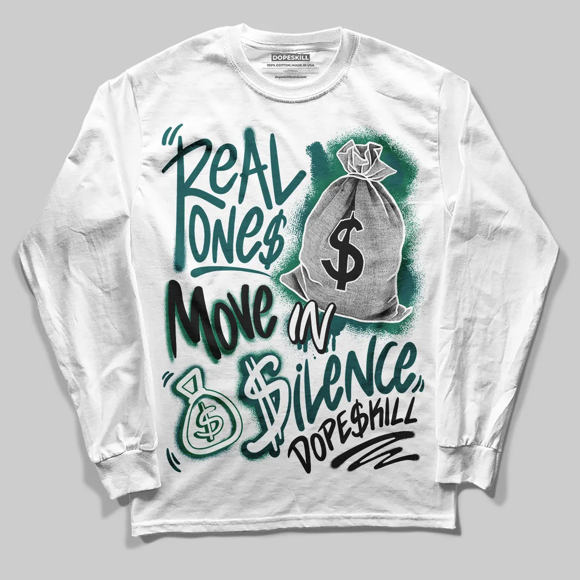 Gel 1130 White Dark Neptune DopeSkill Long Sleeve T-Shirt Real Ones Move In Silence Graphic sold by DopeSkill