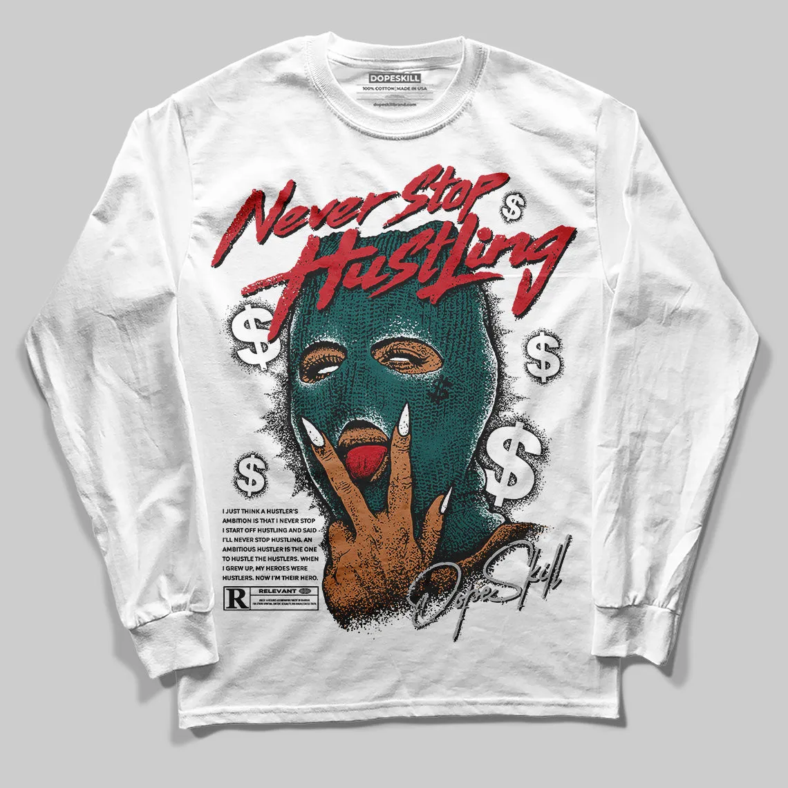 Gel 1130 White Dark Neptune DopeSkill Long Sleeve T-Shirt Never Stop Hustling Graphic sold by DopeSkill