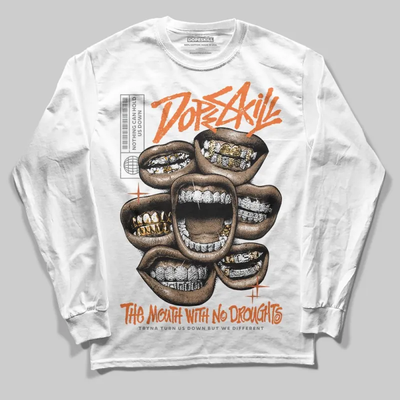 Kayano 14 Silver Piquant Orange DopeSkill Long Sleeve T-Shirt The Mouth With No Droughts Graphic sold by DopeSkill