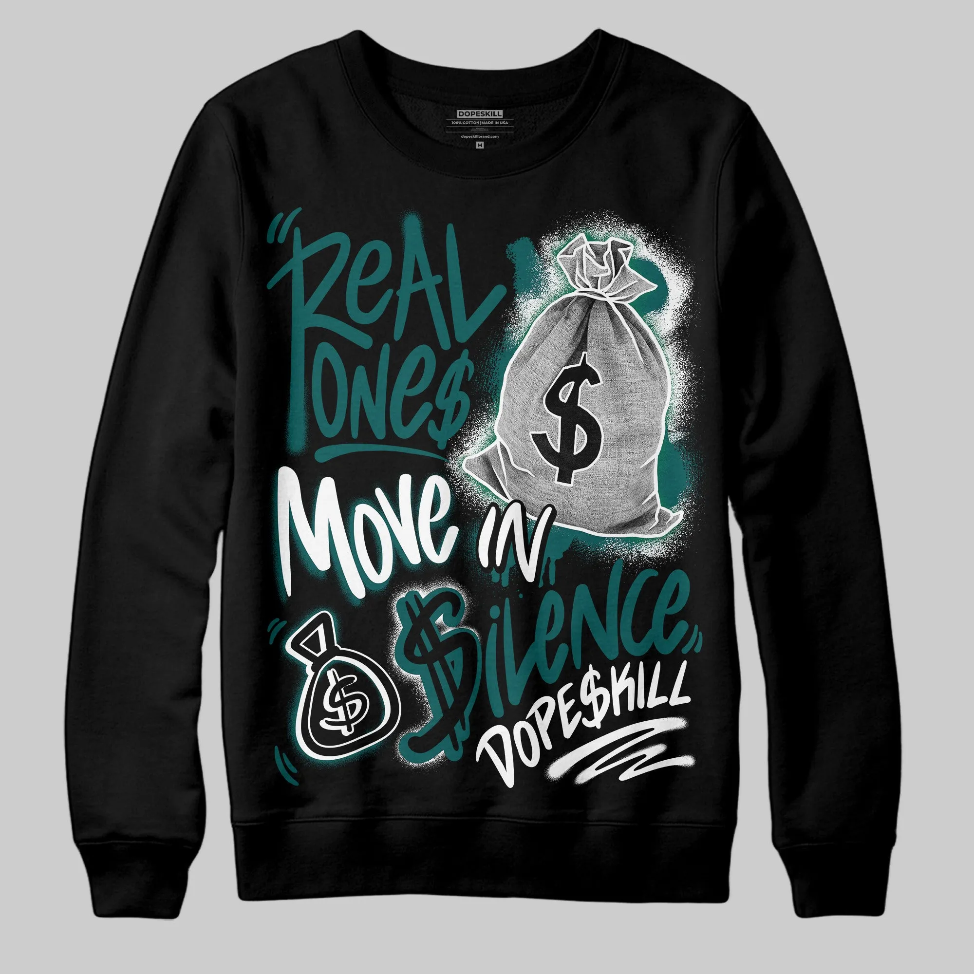 Gel 1130 White Dark Neptune DopeSkill Sweatshirt Real Ones Move In Silence Graphic sold by DopeSkill product image thumbnail 2