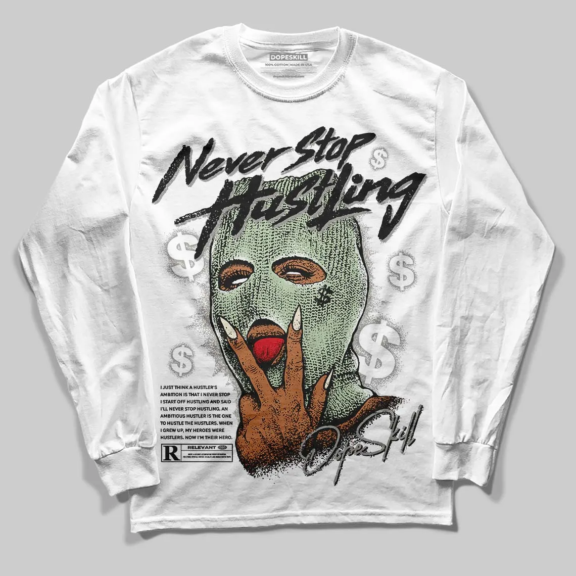 Seafoam 4s 2025 DopeSkill Long Sleeve T-Shirt Never Stop Hustling Graphic sold by DopeSkill product image thumbnail 2