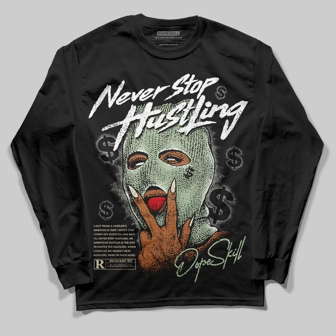 Seafoam 4s 2025 DopeSkill Long Sleeve T-Shirt Never Stop Hustling Graphic sold by DopeSkill