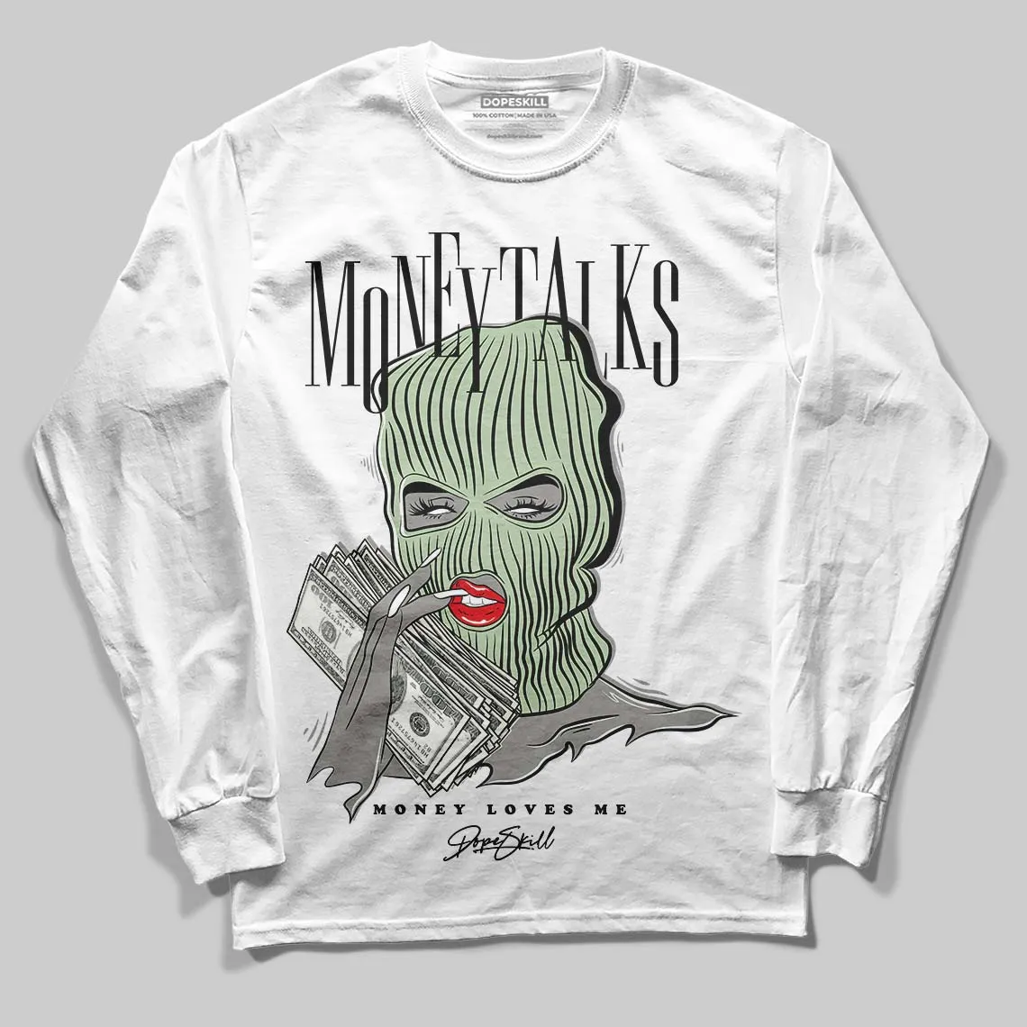 Seafoam 4s 2025 DopeSkill Long Sleeve T-Shirt Money Talks Graphic sold by DopeSkill product image thumbnail 2