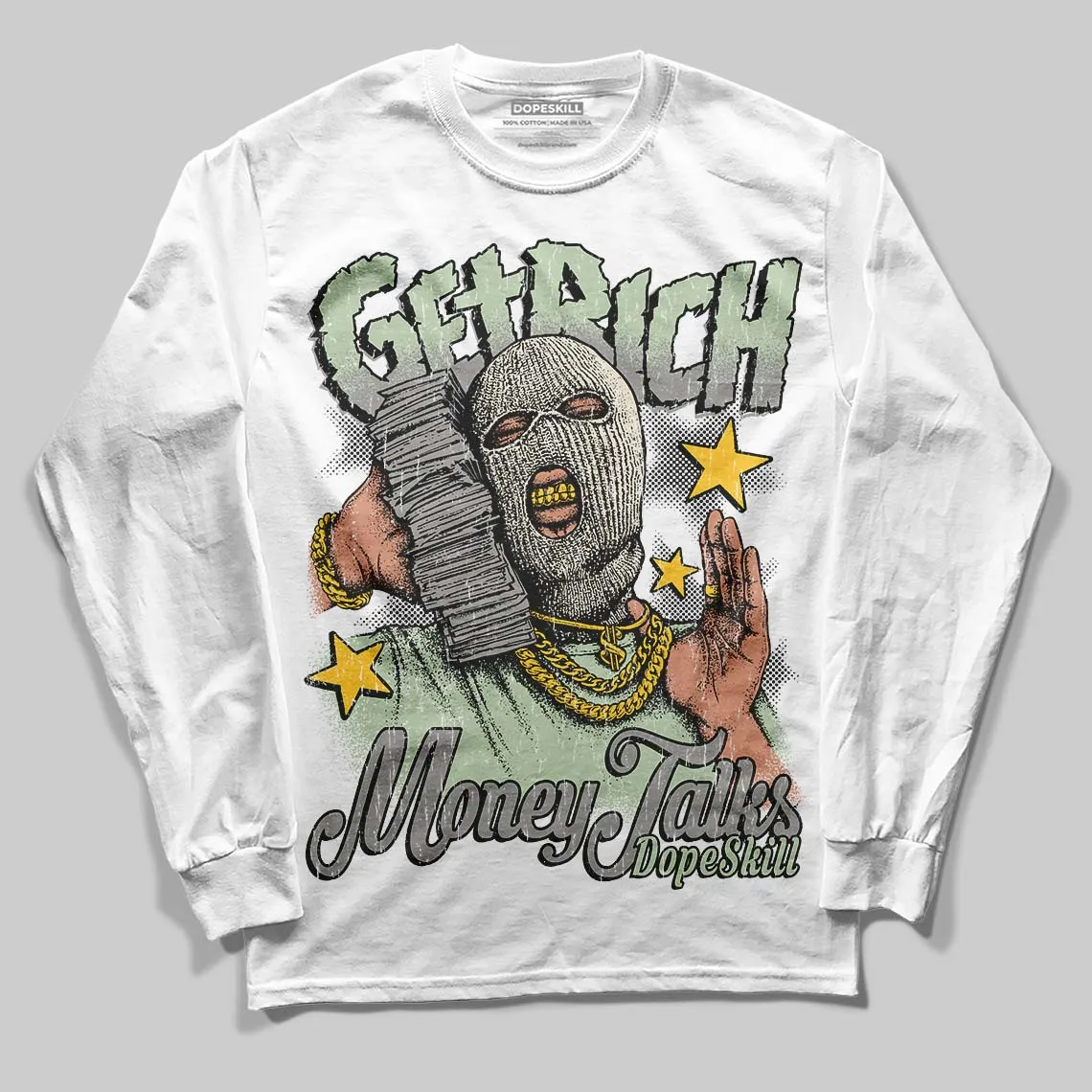Seafoam 4s 2025 DopeSkill Long Sleeve T-Shirt Get Rich Graphic sold by DopeSkill product image thumbnail 2