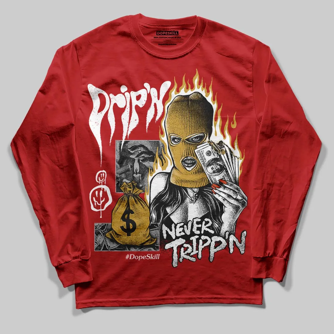 Brick By Brick 4s DopeSkill Long Sleeve T-Shirt Drip'n Never Tripp'n Graphic sold by DopeSkill product image thumbnail 3
