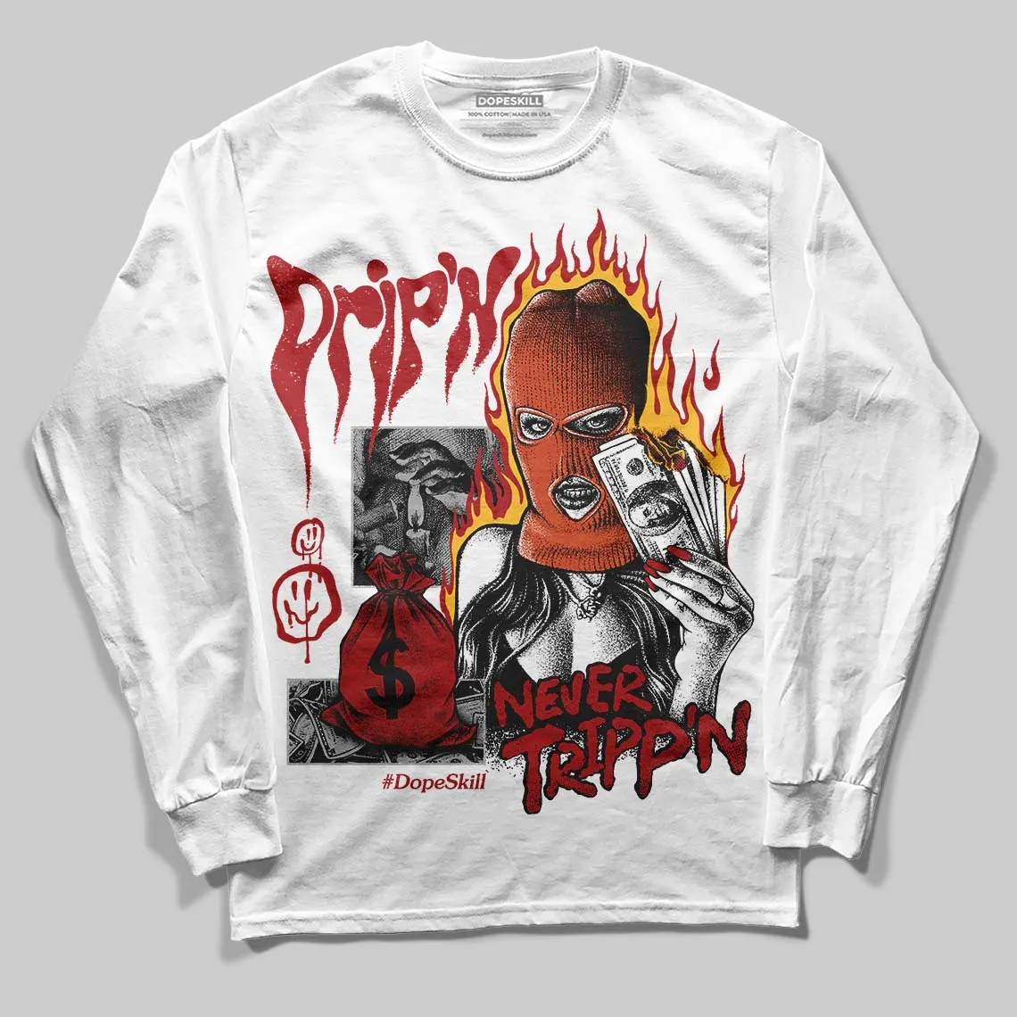 Brick By Brick 4s DopeSkill Long Sleeve T-Shirt Drip'n Never Tripp'n Graphic sold by DopeSkill product image thumbnail 2
