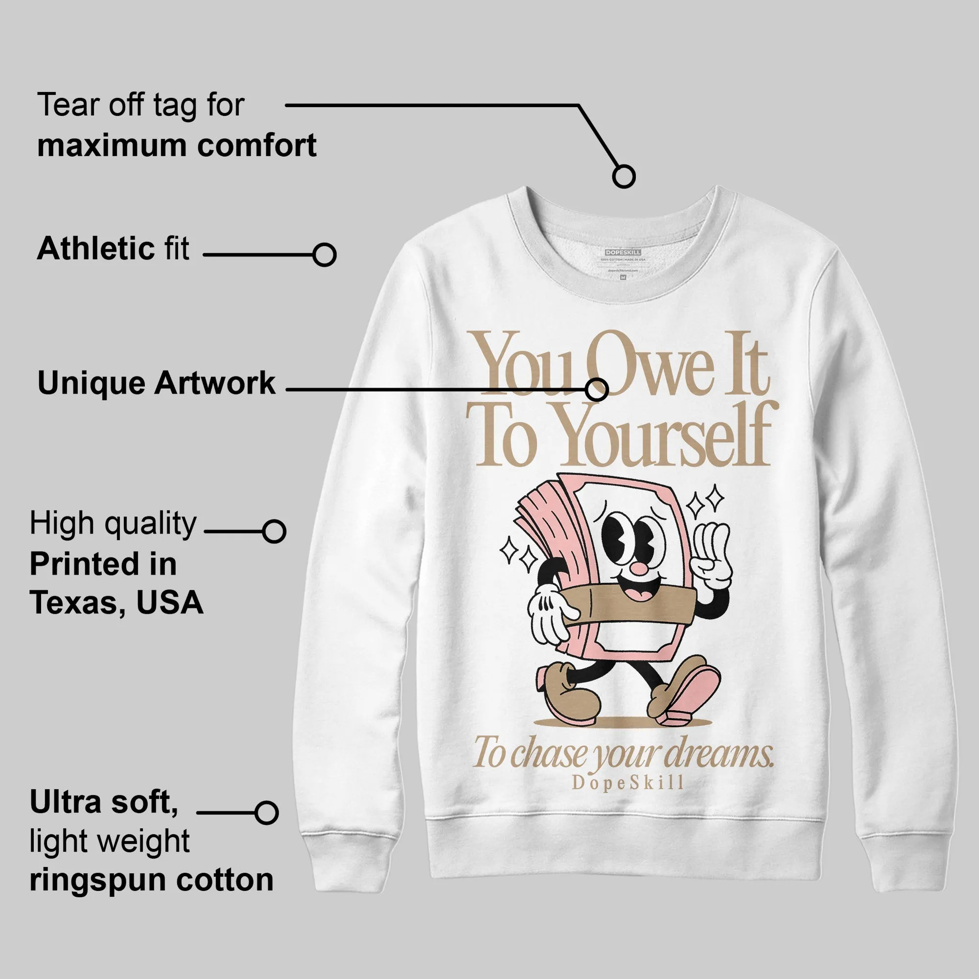 AIR FORCE 1 LINEN DopeSkill Sweatshirt Owe It To Yourself Graphic sold by DopeSkill product image thumbnail 3