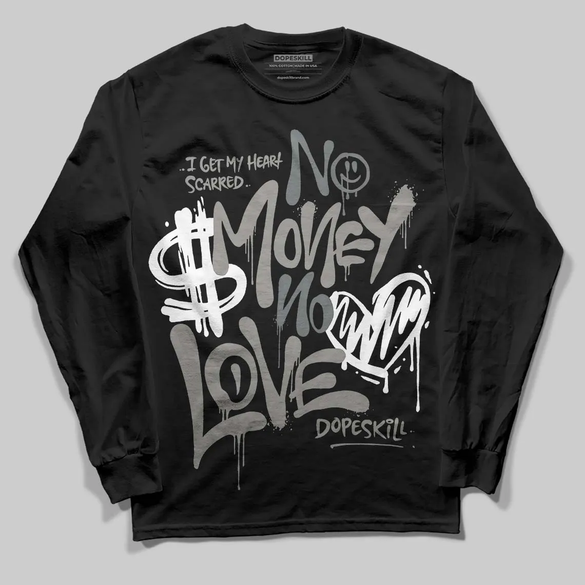 Cool Grey 9s DopeSkill Long Sleeve T-Shirt No Money No Love Typo Graphic sold by DopeSkill product image thumbnail 2
