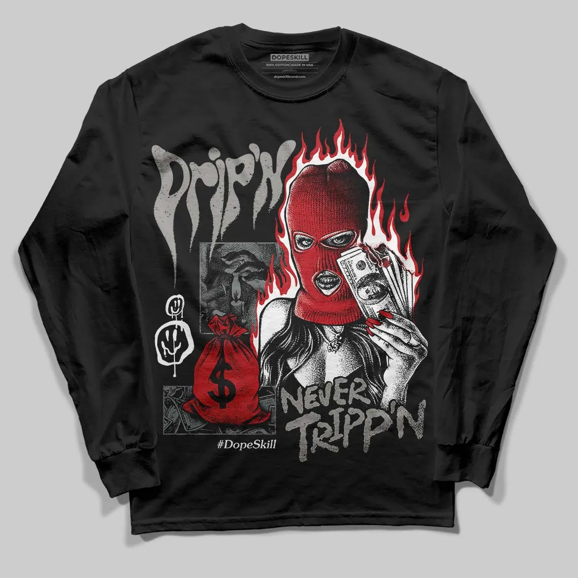 Cool Grey 9s DopeSkill Long Sleeve T-Shirt Drip'n Never Tripp'n Graphic sold by DopeSkill product image thumbnail 2