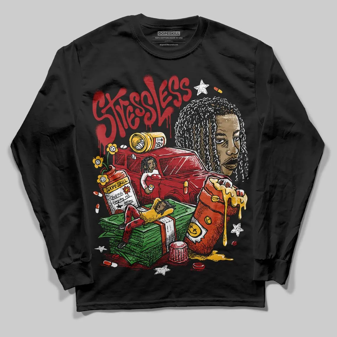 Brick By Brick 4s DopeSkill Long Sleeve T-Shirt Stressless Graphic sold by DopeSkill