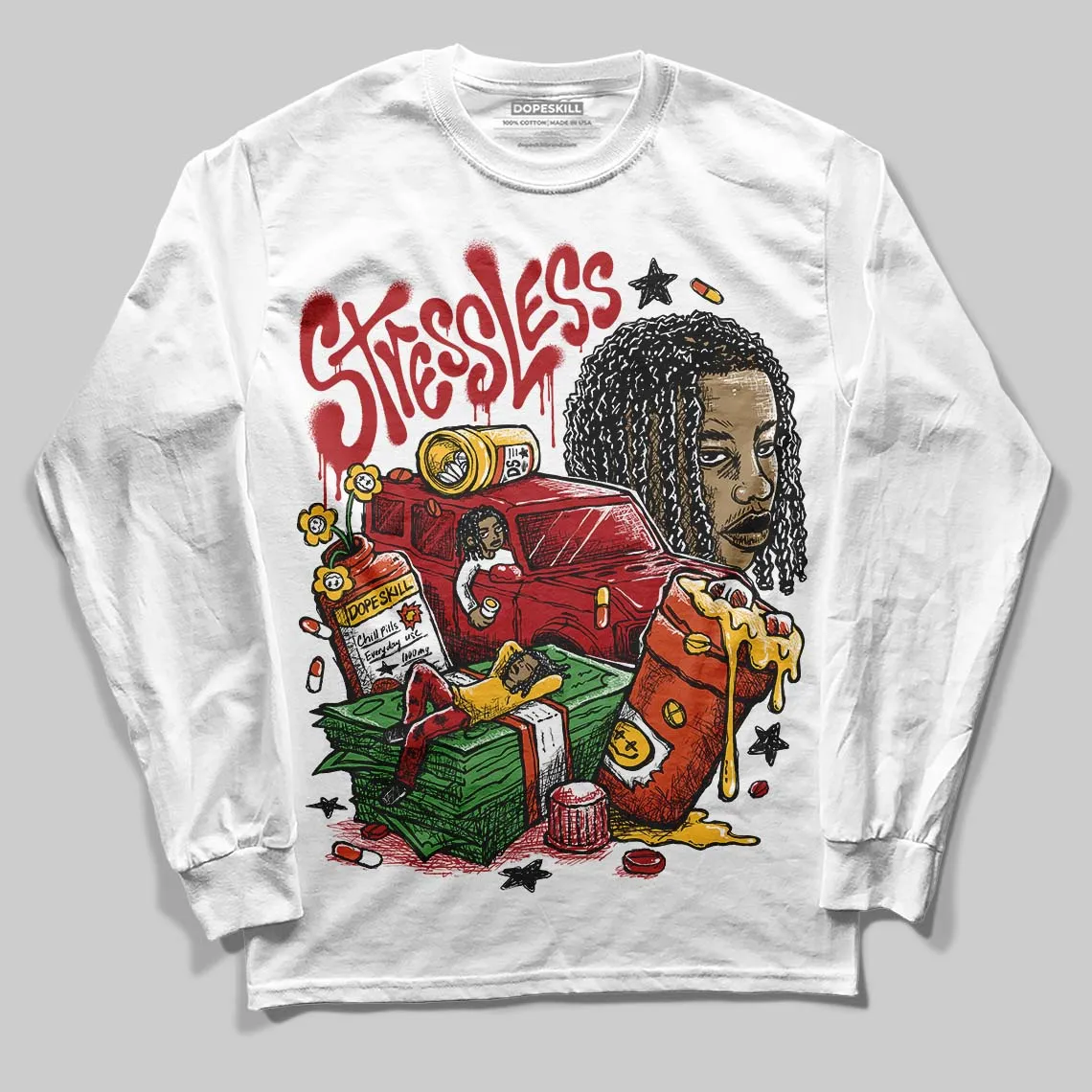 Brick By Brick 4s DopeSkill Long Sleeve T-Shirt Stressless Graphic sold by DopeSkill product image thumbnail 2
