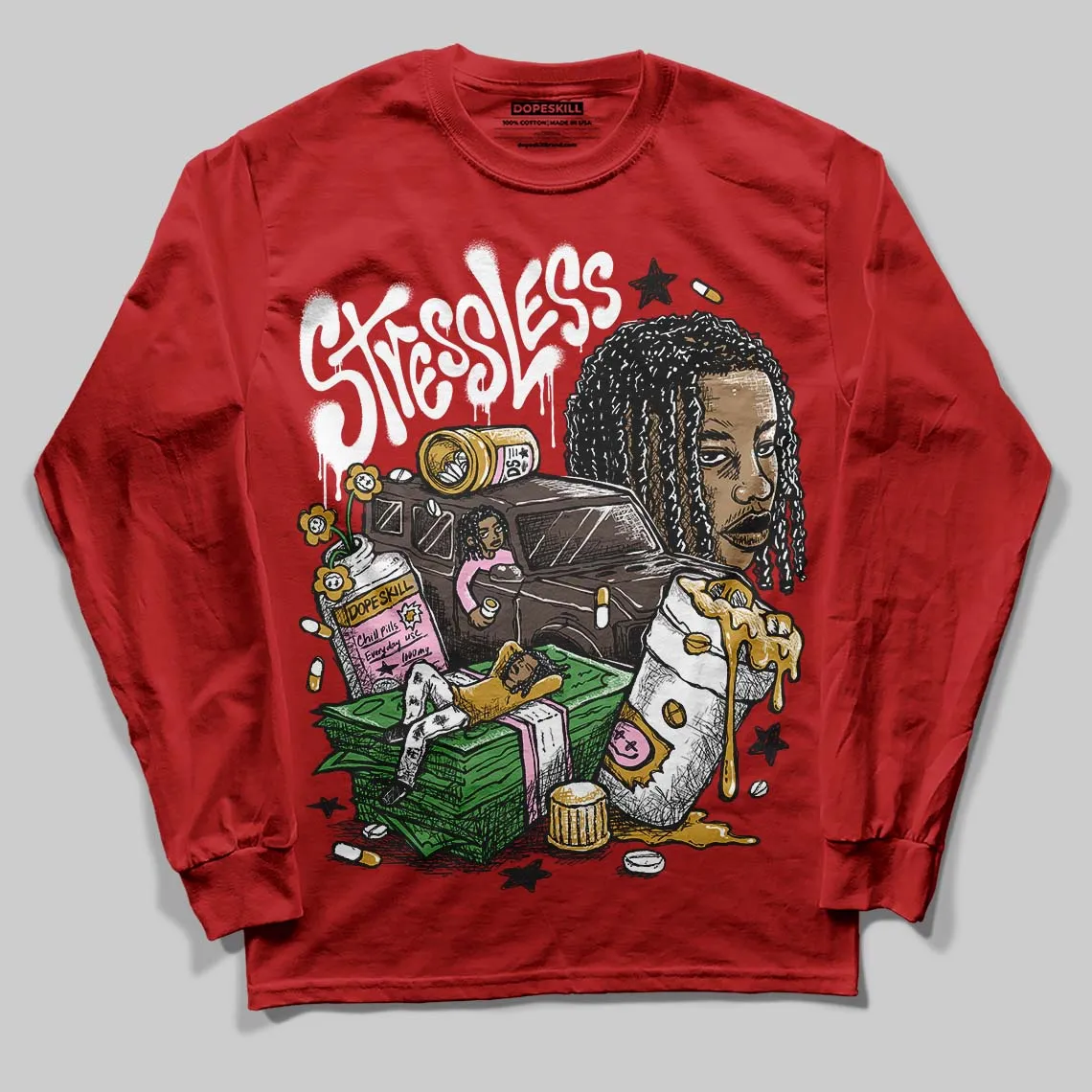 Brick By Brick 4s DopeSkill Long Sleeve T-Shirt Stressless Graphic sold by DopeSkill product image thumbnail 3