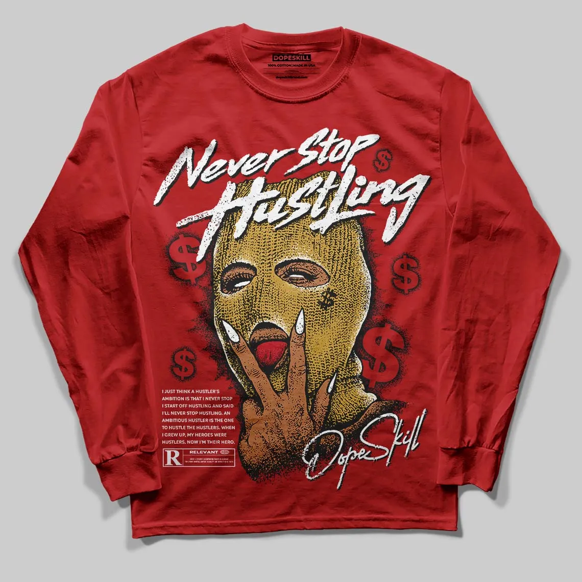 Brick By Brick 4s DopeSkill Long Sleeve T-Shirt Never Stop Hustling Graphic sold by DopeSkill product image thumbnail 3