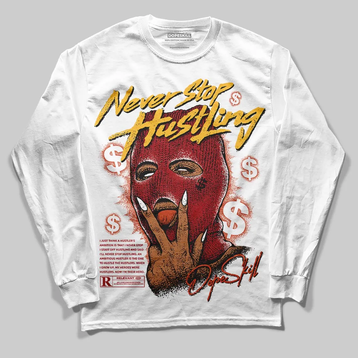 Brick By Brick 4s DopeSkill Long Sleeve T-Shirt Never Stop Hustling Graphic sold by DopeSkill product image thumbnail 2