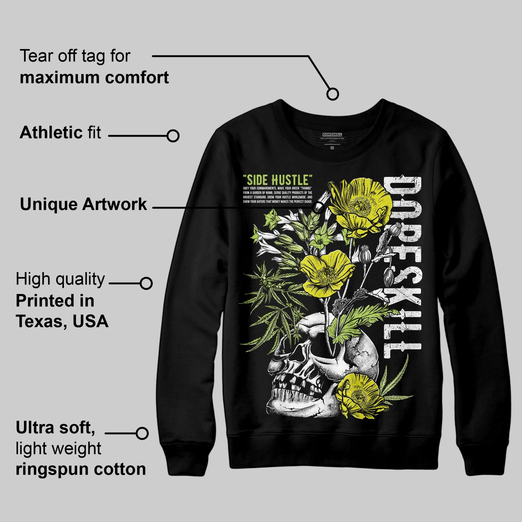 Bright Cactus 13s DopeSkill Sweatshirt Side Hustle Graphic sold by DopeSkill product image thumbnail 3