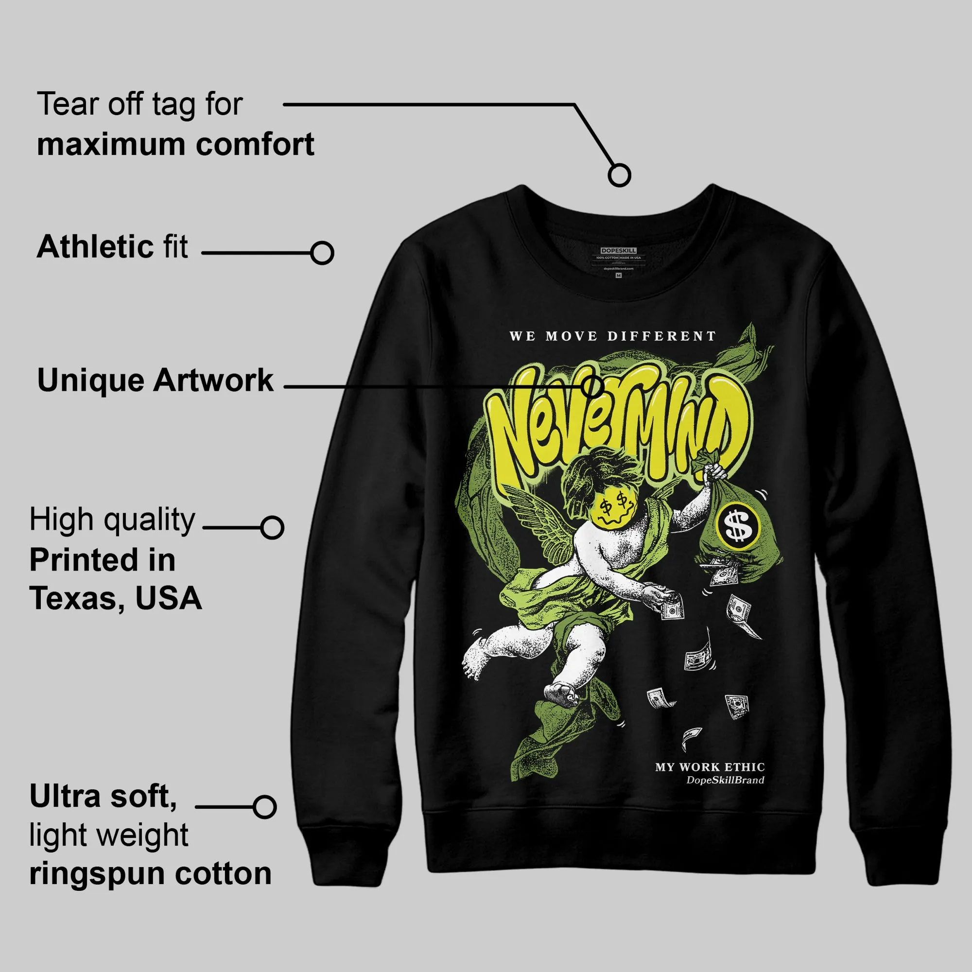 Bright Cactus 13s DopeSkill Sweatshirt Nevermind Graphic sold by DopeSkill product image thumbnail 3