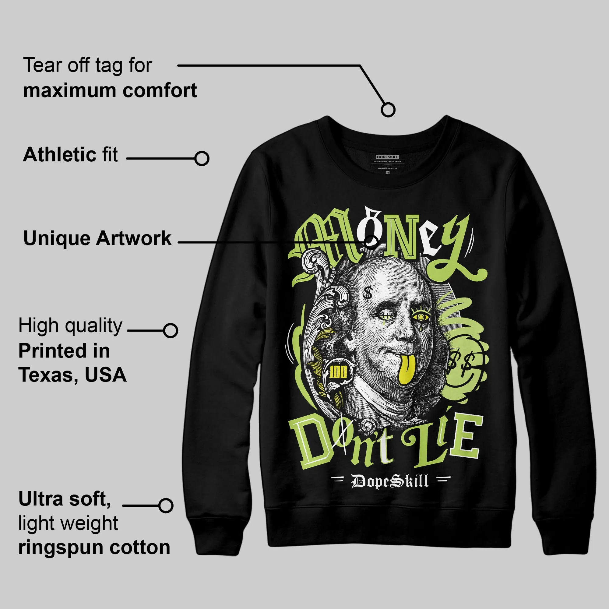 Bright Cactus 13s DopeSkill Sweatshirt Money Don't Lie Graphic sold by DopeSkill product image thumbnail 3