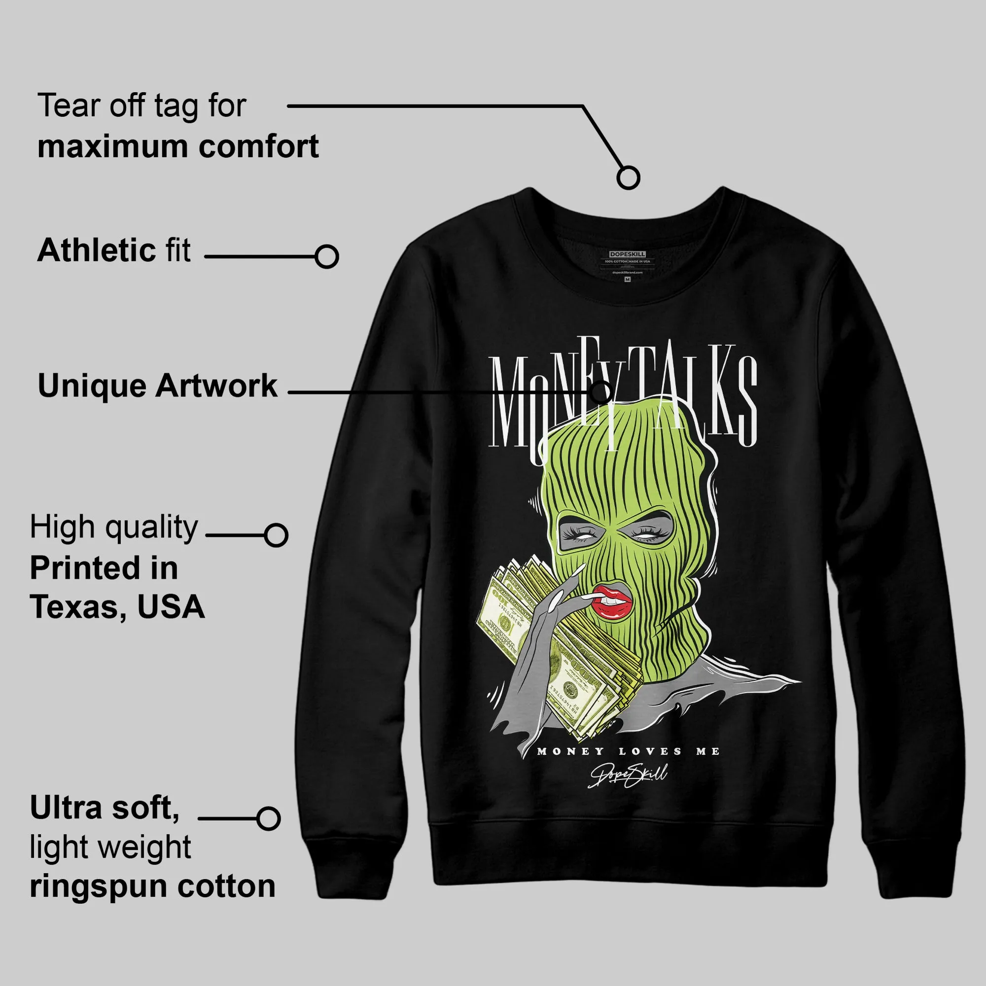 Bright Cactus 13s DopeSkill Sweatshirt Money Talks Graphic sold by DopeSkill product image thumbnail 3
