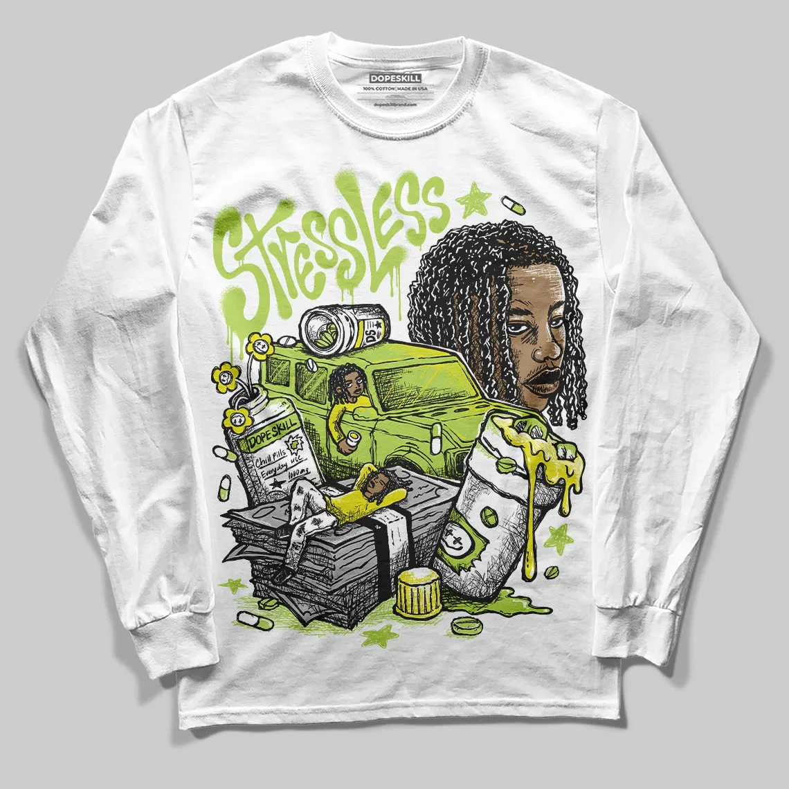 Bright Cactus 13s DopeSkill Long Sleeve T-Shirt Stressless Graphic sold by DopeSkill product image thumbnail 2