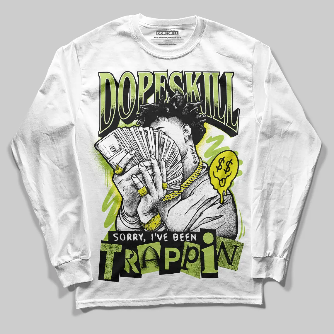 Bright Cactus 13s DopeSkill Long Sleeve T-Shirt Sorry I've Been Trappin Graphic sold by DopeSkill product image thumbnail 2