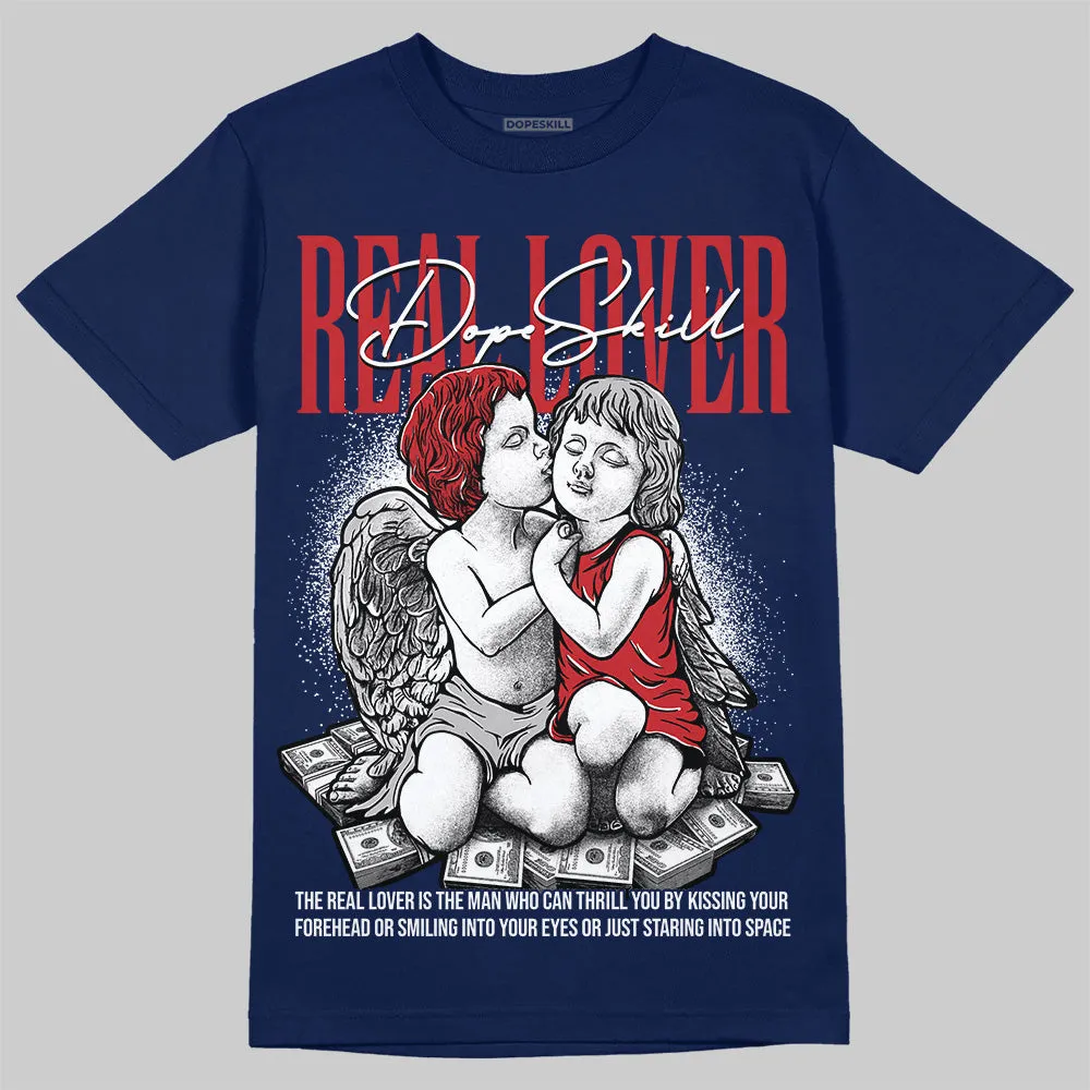 Summit White Navy 4s DopeSkill T-Shirt Real Lover Graphic sold by DopeSkill product image thumbnail 3