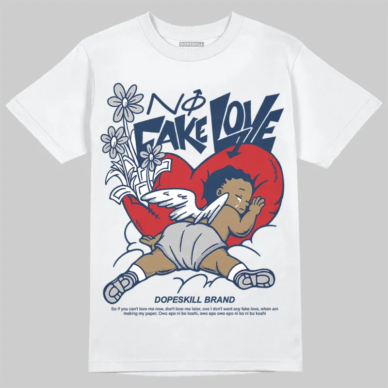 Summit White Navy 4s DopeSkill T-Shirt No Fake Love Graphic sold by DopeSkill