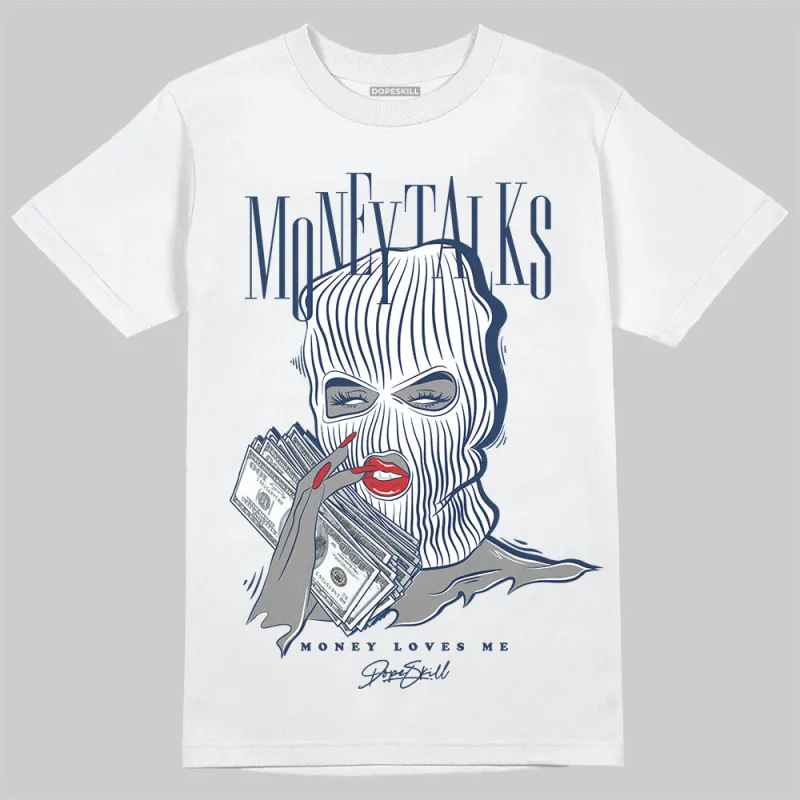 Summit White Navy 4s DopeSkill T-Shirt Money Talks Graphic sold by DopeSkill