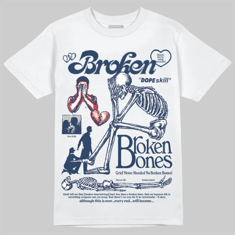 Summit White Navy 4s DopeSkill T-Shirt Broken Bones Graphic sold by DopeSkill