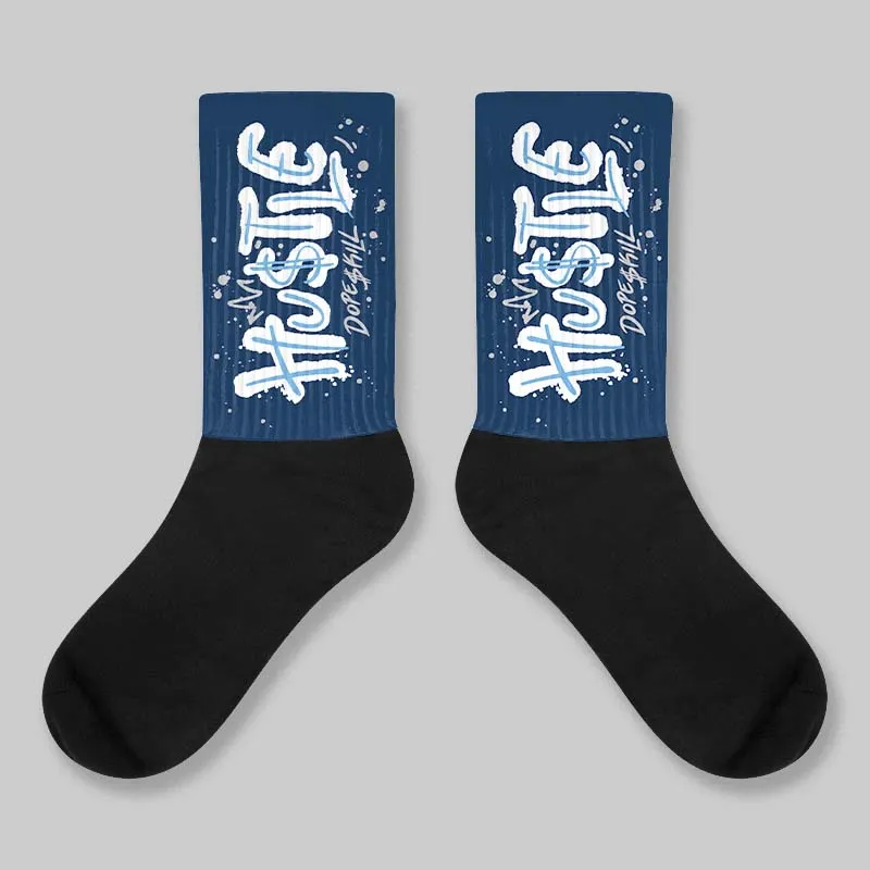 Summit White Navy 4s DopeSkill Sublimated Sock Hustle Graphic sold by DopeSkill