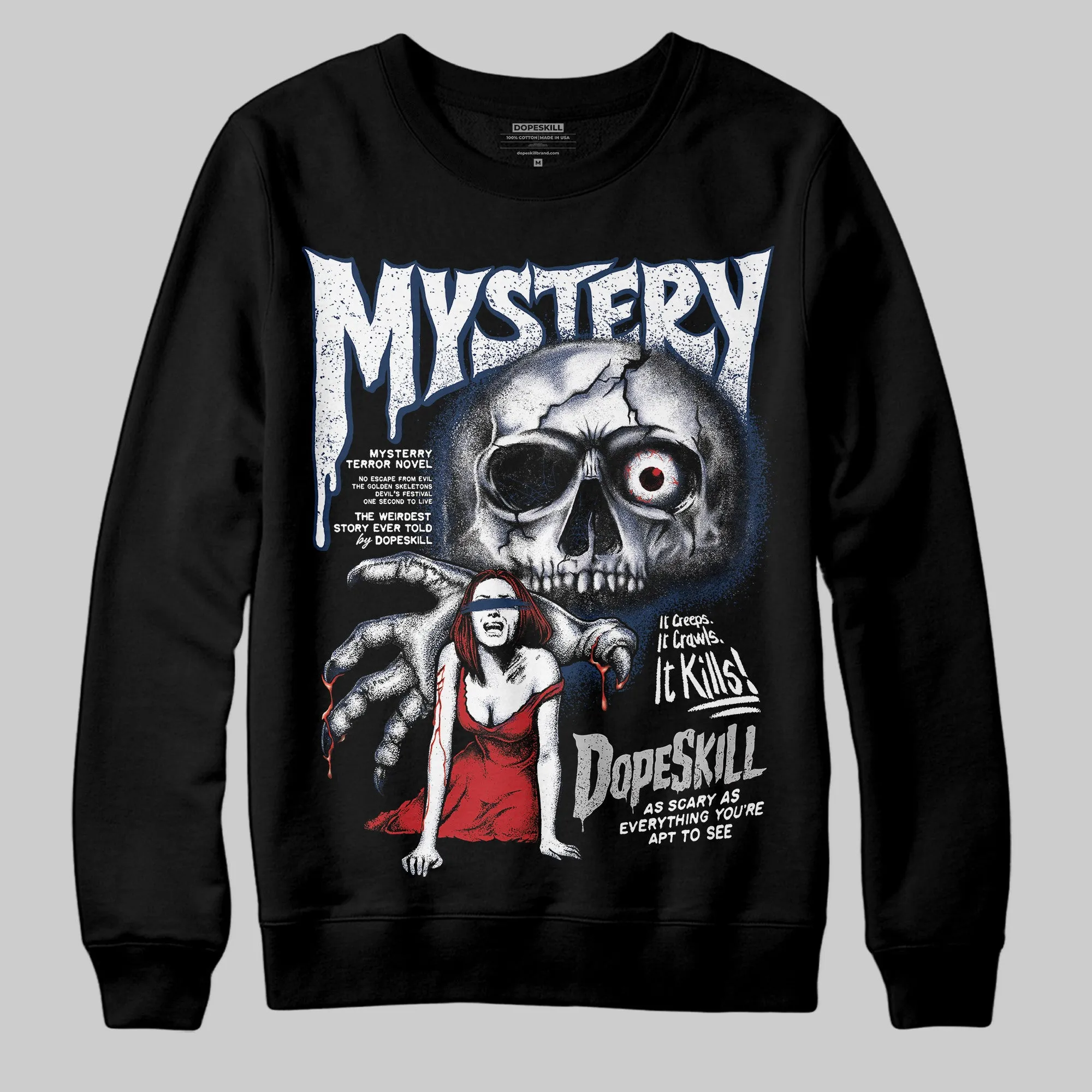 Summit White Navy 4s DopeSkill Sweatshirt Mystery Ghostly Grasp Graphic sold by DopeSkill product image thumbnail 2