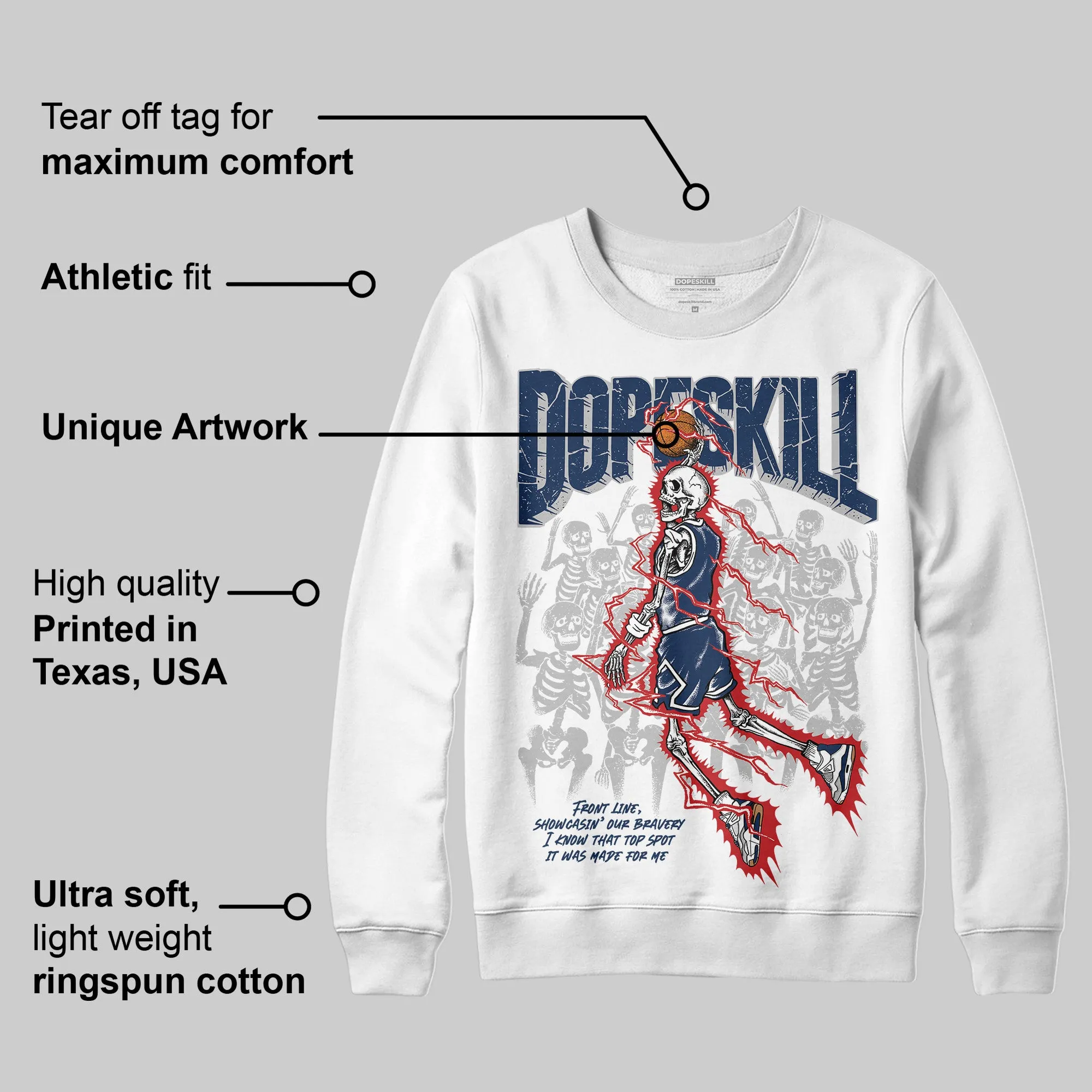 Summit White Navy 4s DopeSkill Sweatshirt Thunder Dunk Graphic sold by DopeSkill product image thumbnail 3