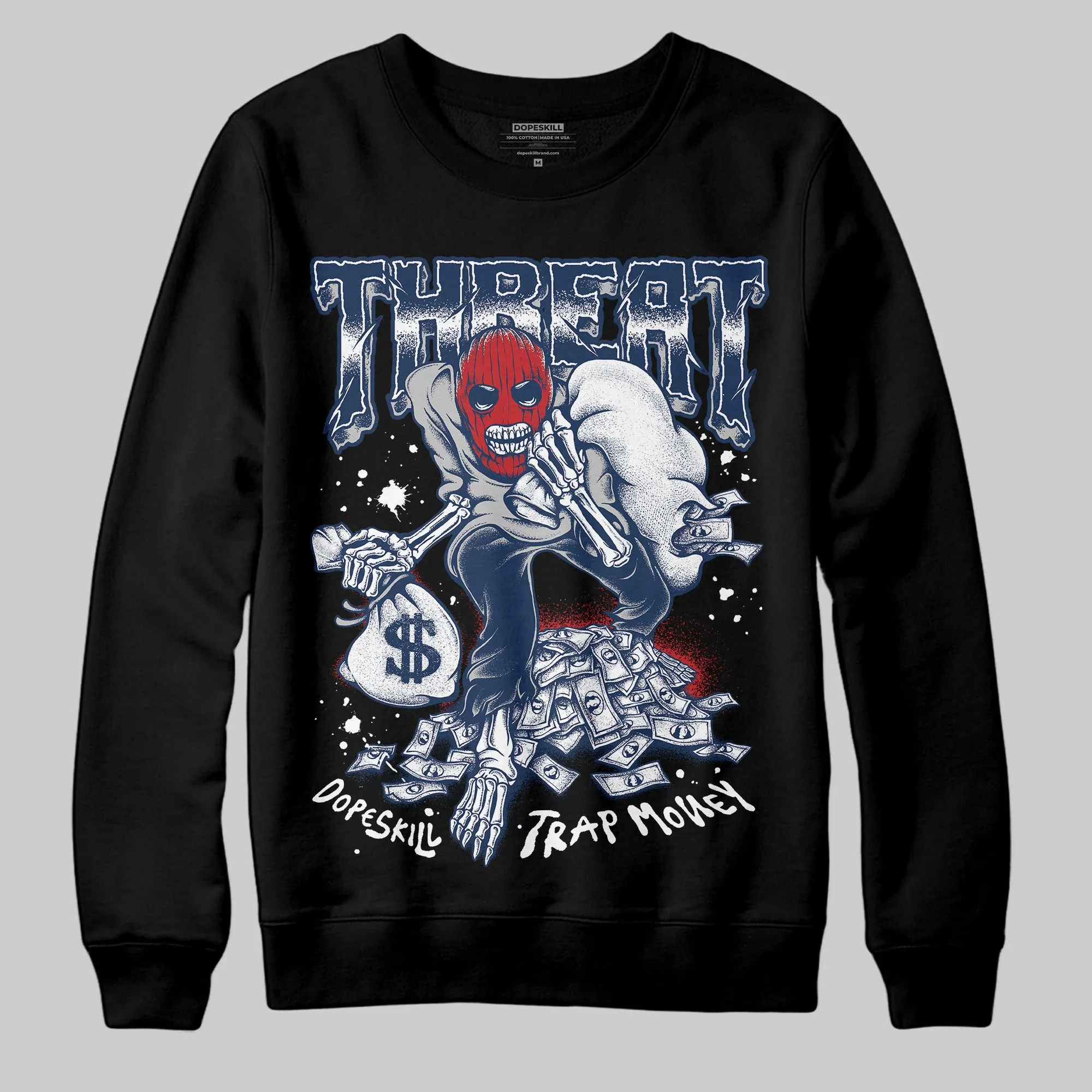 Summit White Navy 4s DopeSkill Sweatshirt Threat Graphic sold by DopeSkill product image thumbnail 2