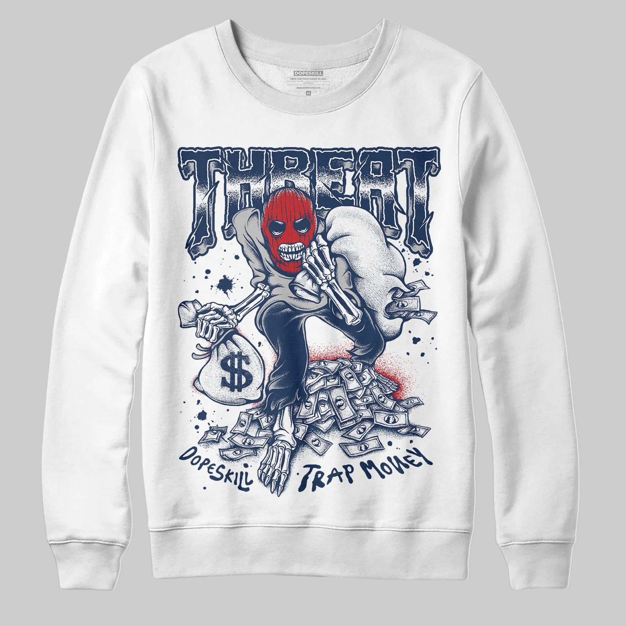 Summit White Navy 4s DopeSkill Sweatshirt Threat Graphic sold by DopeSkill