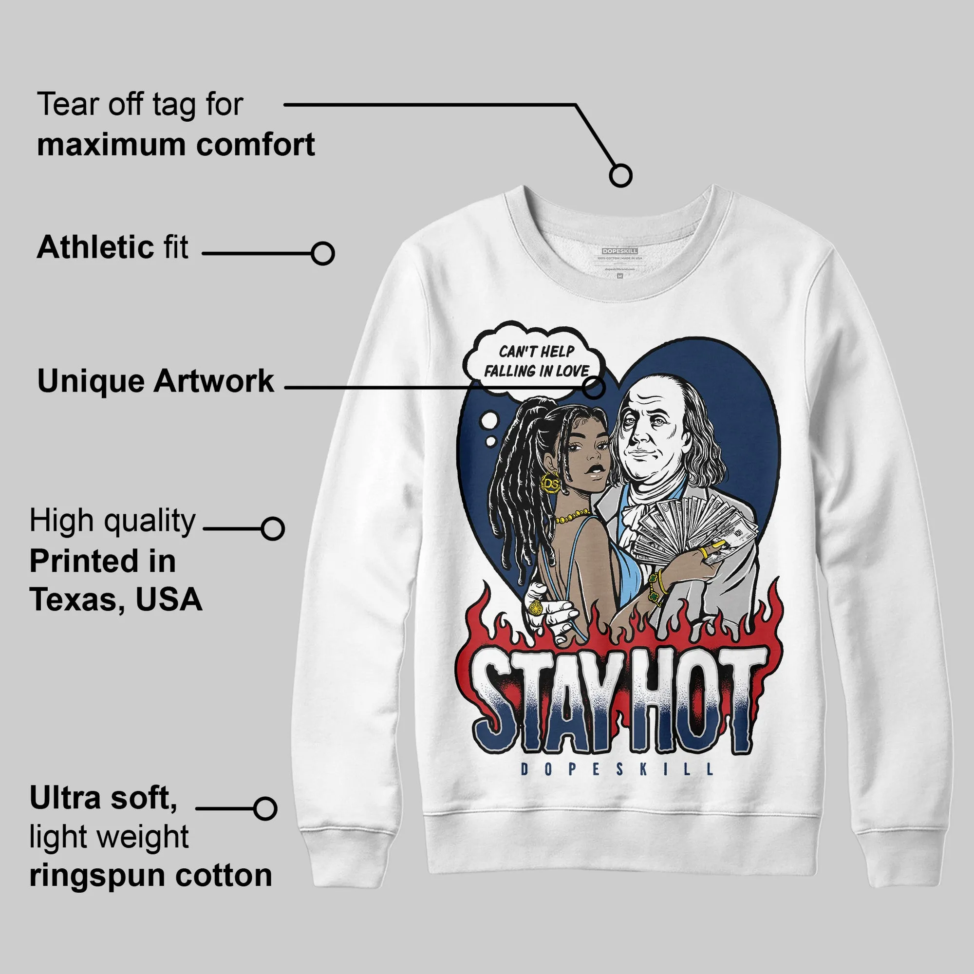 Summit White Navy 4s DopeSkill Sweatshirt Stay Hot Graphic sold by DopeSkill product image thumbnail 3