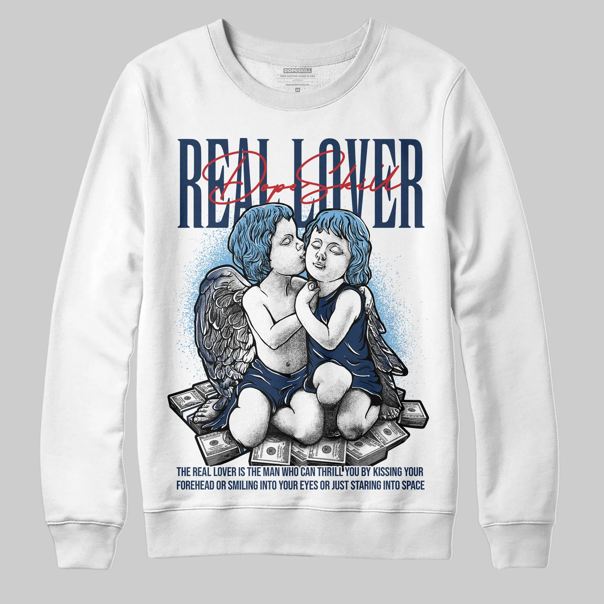Summit White Navy 4s DopeSkill Sweatshirt Real Lover Graphic sold by DopeSkill