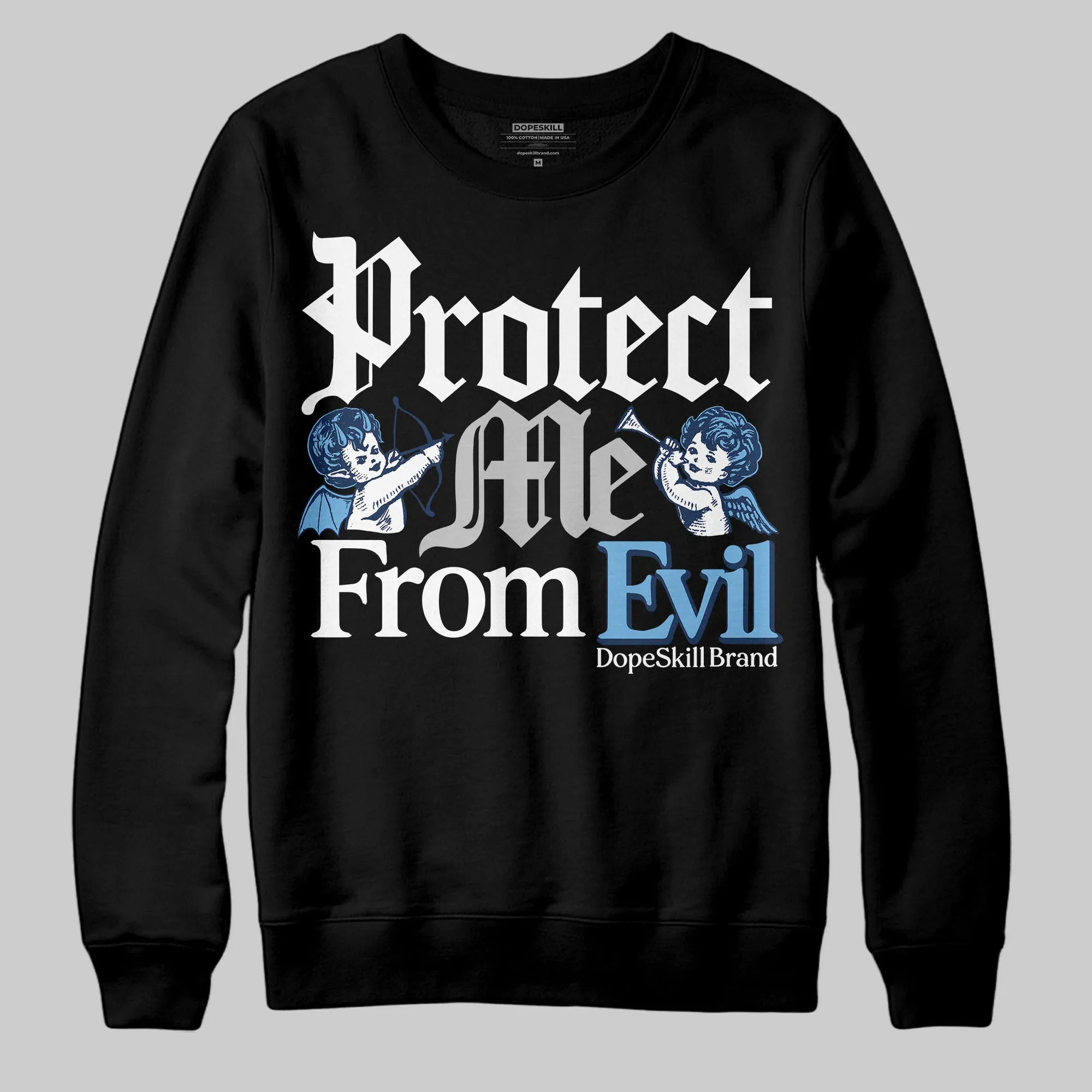 Summit White Navy 4s DopeSkill Sweatshirt Protect Me From Evil Graphic sold by DopeSkill product image thumbnail 2