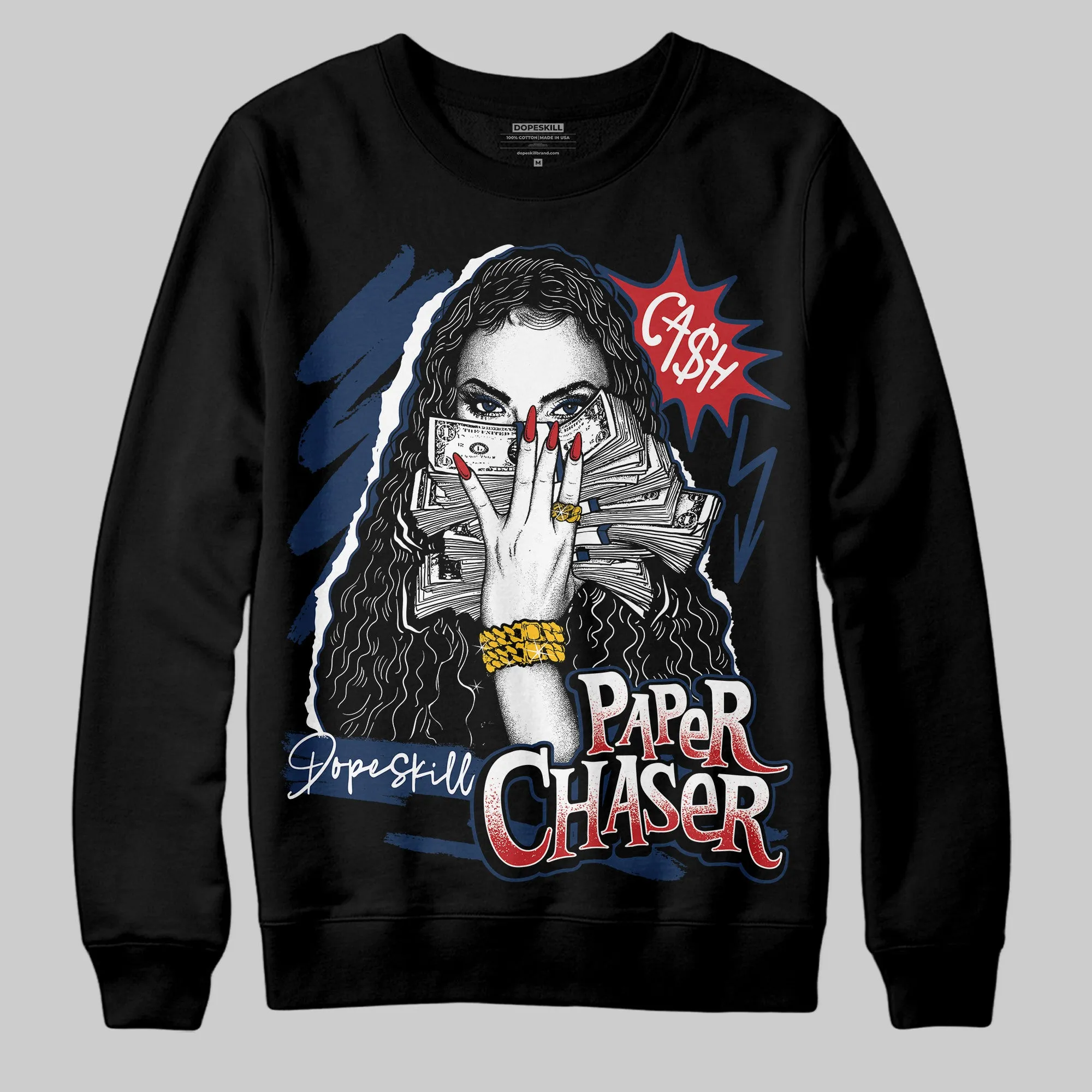 Summit White Navy 4s DopeSkill Sweatshirt NPC Graphic sold by DopeSkill product image thumbnail 2