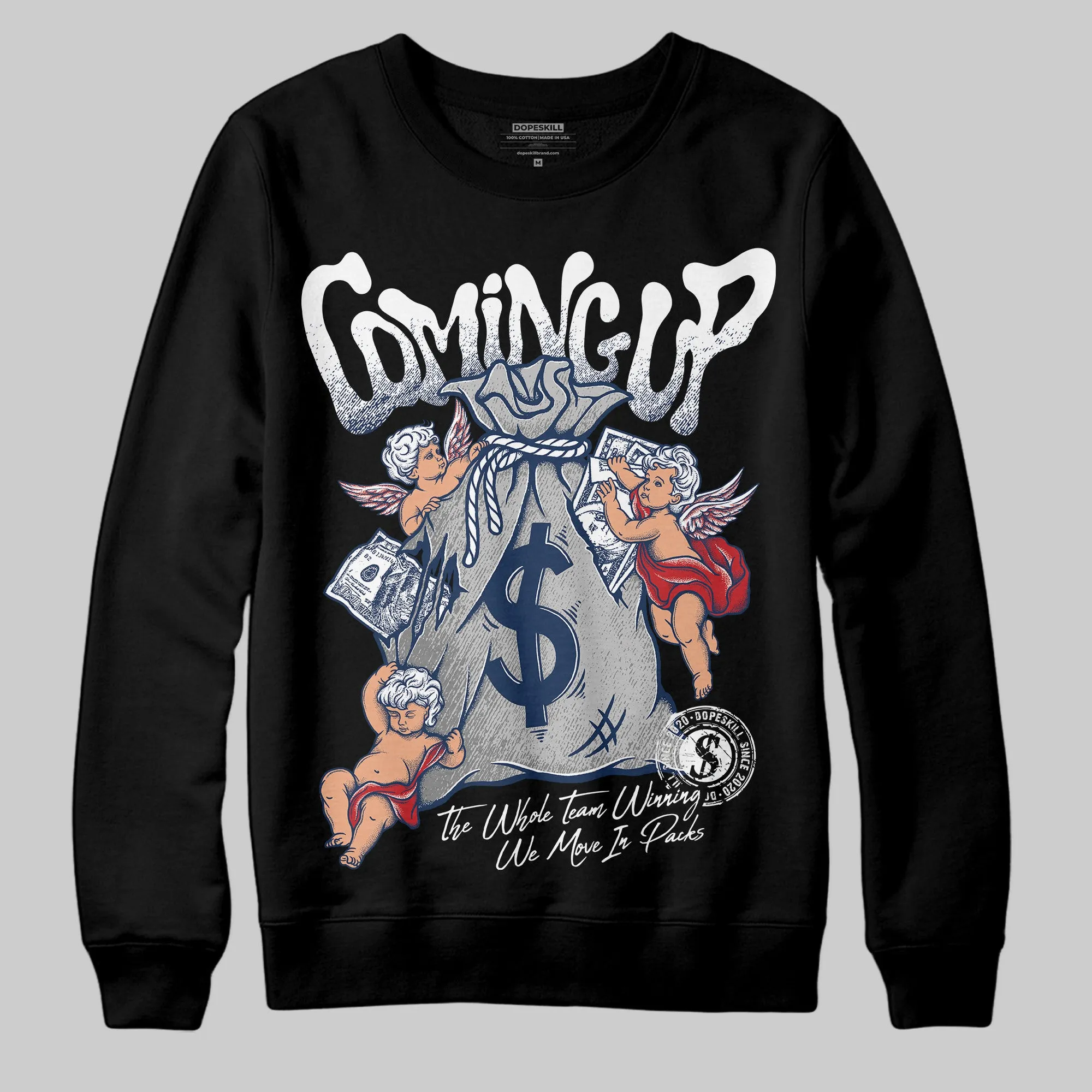 Summit White Navy 4s DopeSkill Sweatshirt Money Bag Coming Up Graphic sold by DopeSkill product image thumbnail 2