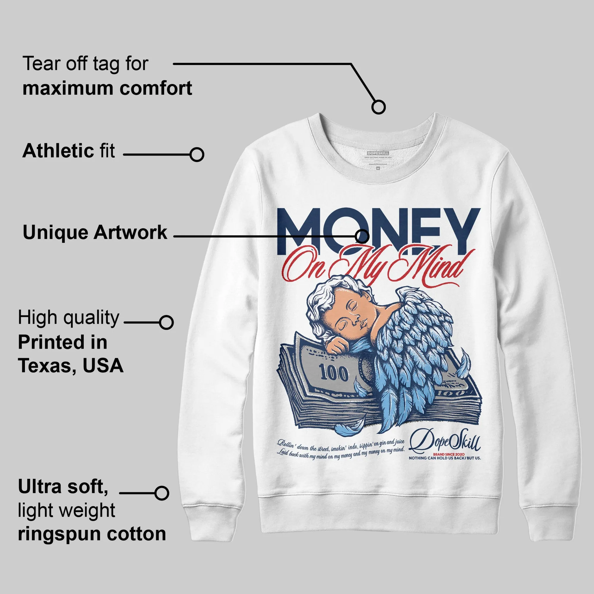 Summit White Navy 4s DopeSkill Sweatshirt MOMM Graphic sold by DopeSkill product image thumbnail 3