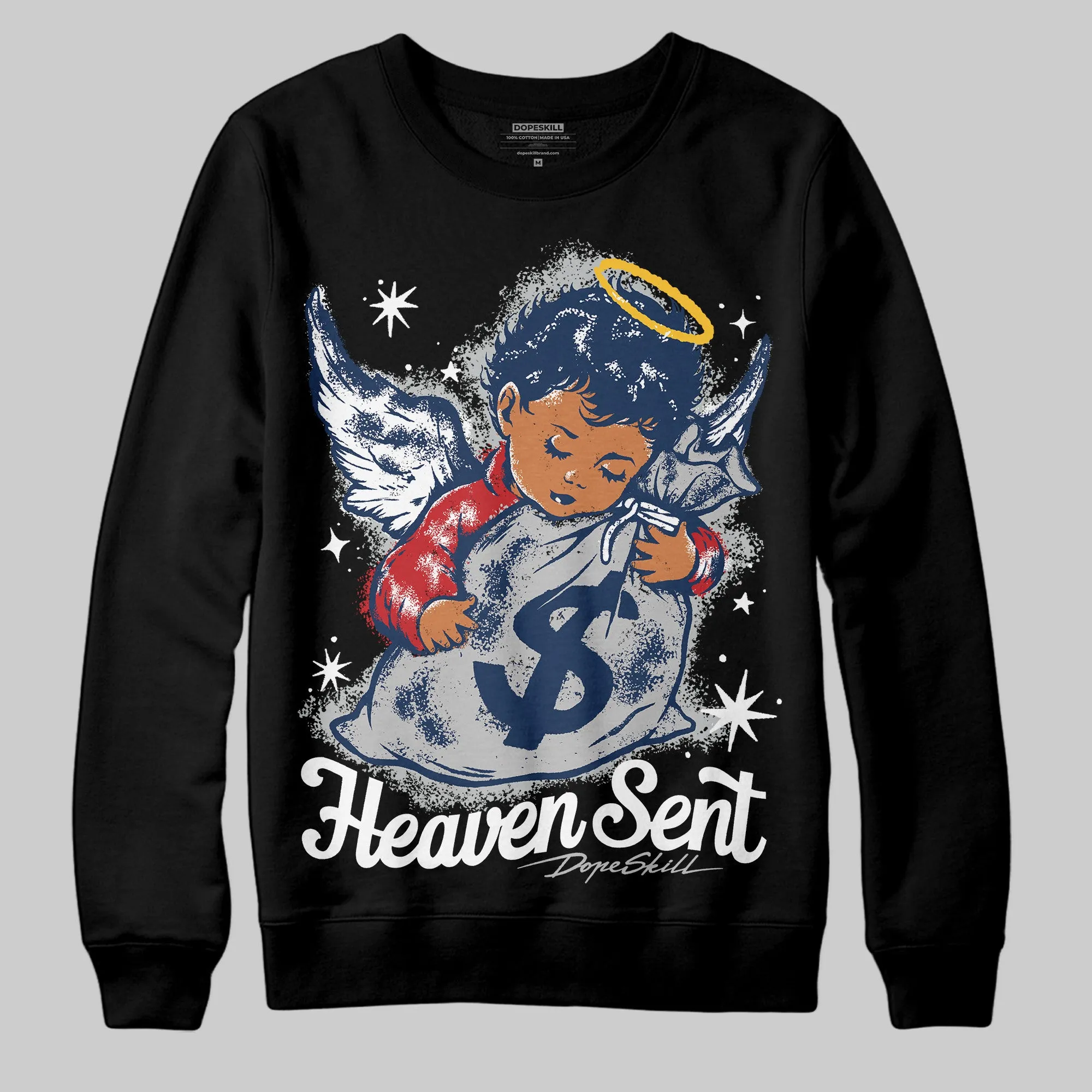 Summit White Navy 4s DopeSkill Sweatshirt Heaven Sent Graphic sold by DopeSkill product image thumbnail 2