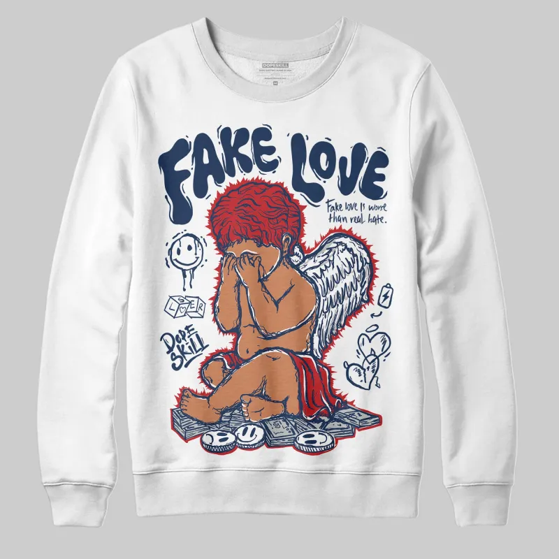 Summit White Navy 4s DopeSkill Sweatshirt False Love Graphic sold by DopeSkill