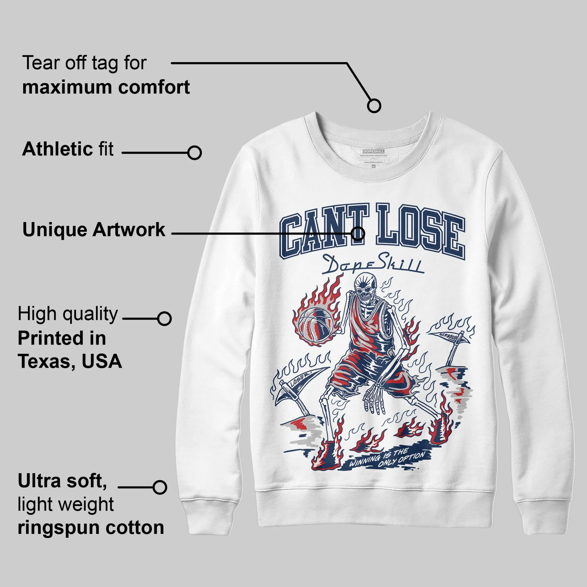 Summit White Navy 4s DopeSkill Sweatshirt Cant Lose Graphic sold by DopeSkill product image thumbnail 3