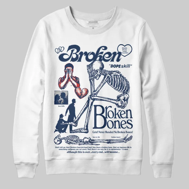 Summit White Navy 4s DopeSkill Sweatshirt Broken Bones Graphic sold by DopeSkill