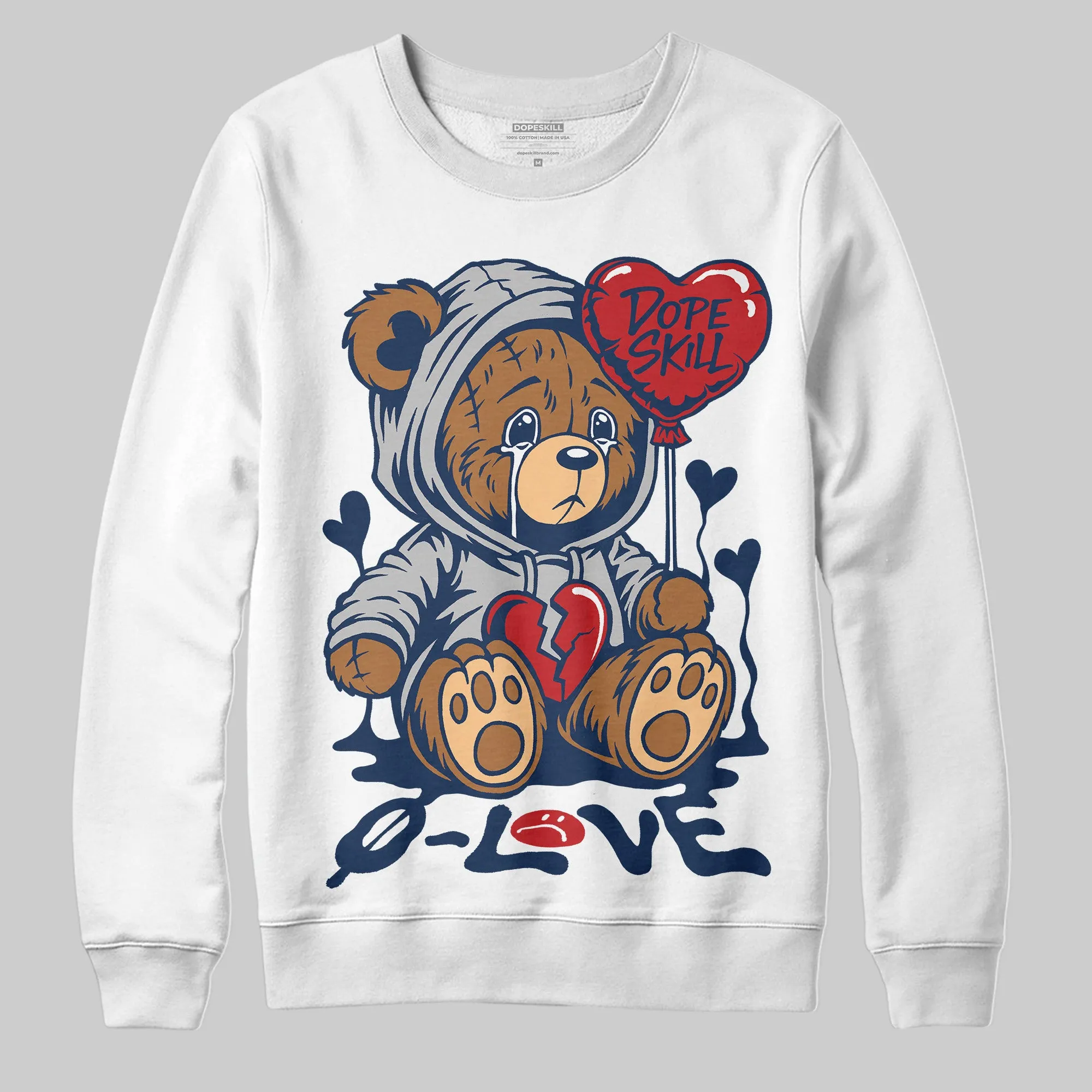 Summit White Navy 4s DopeSkill Sweatshirt Broken Bear Graphic sold by DopeSkill