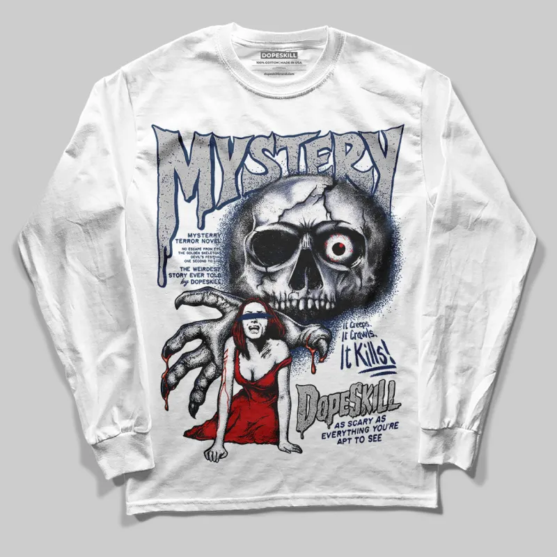 Summit White Navy 4s DopeSkill Long Sleeve T-Shirt Mystery Ghostly Grasp Graphic sold by DopeSkill